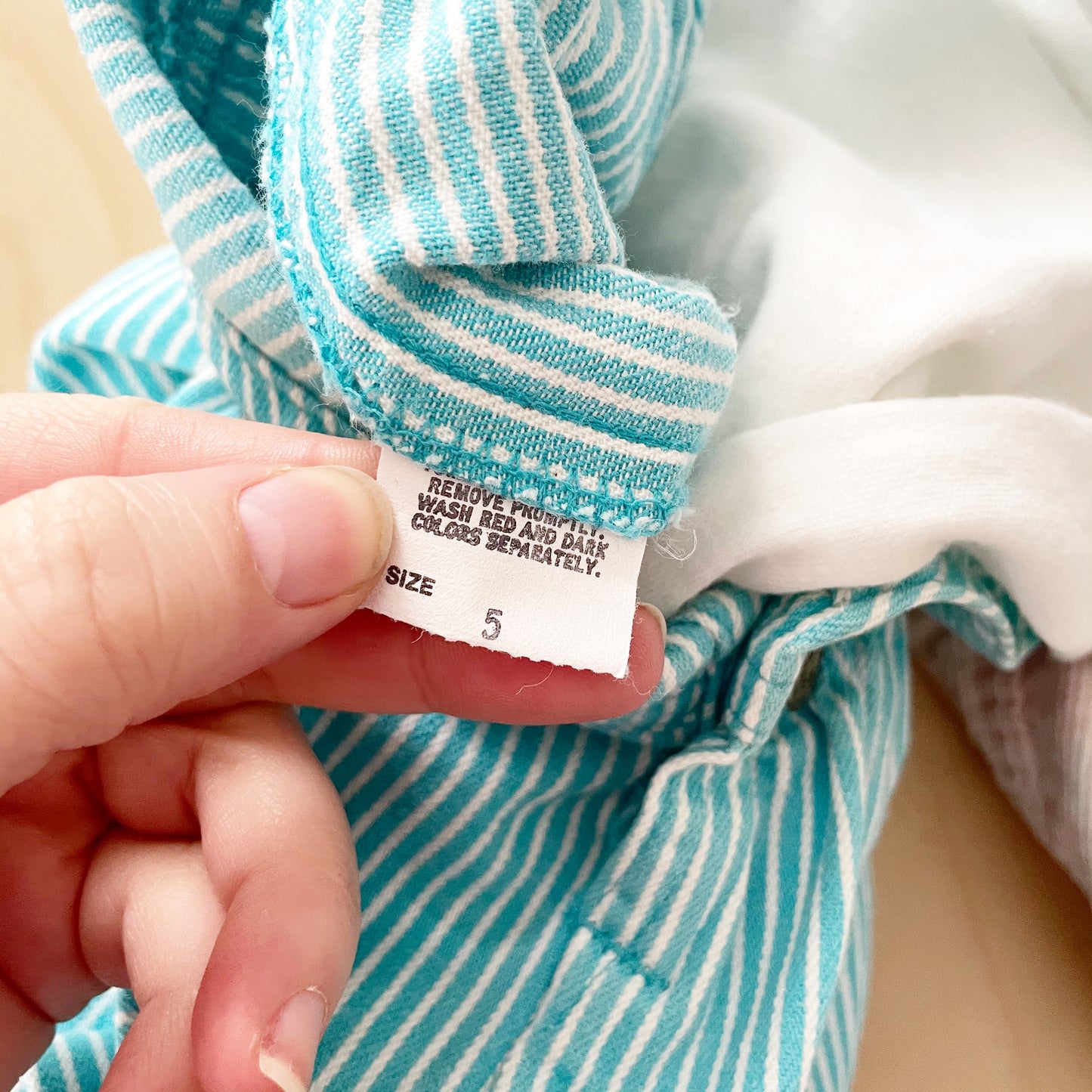 OshKosh Turquoise Stripe Bubble Overalls Set - Yellow Clover Vintage Kids Clothes