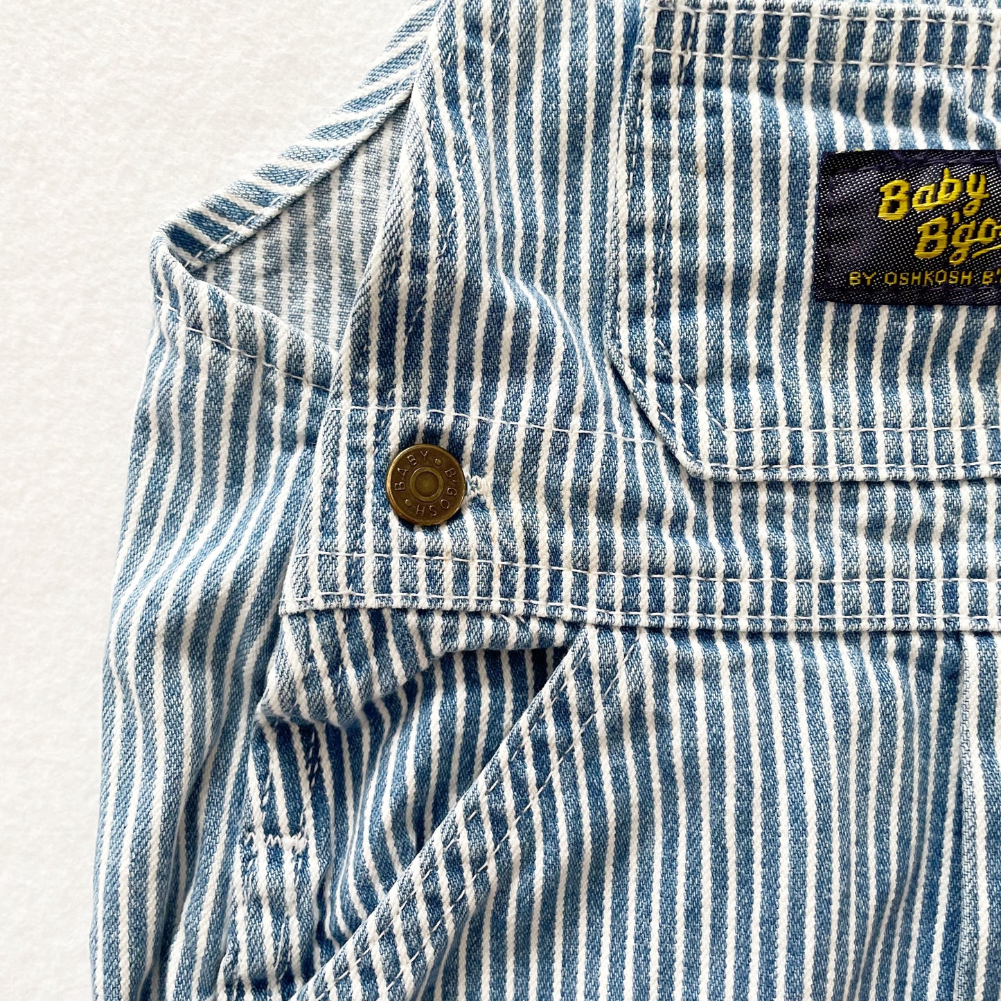 Baby B’gosh Light Denim Hickory Stripe Overalls - Yellow Clover Vintage Kids Clothes