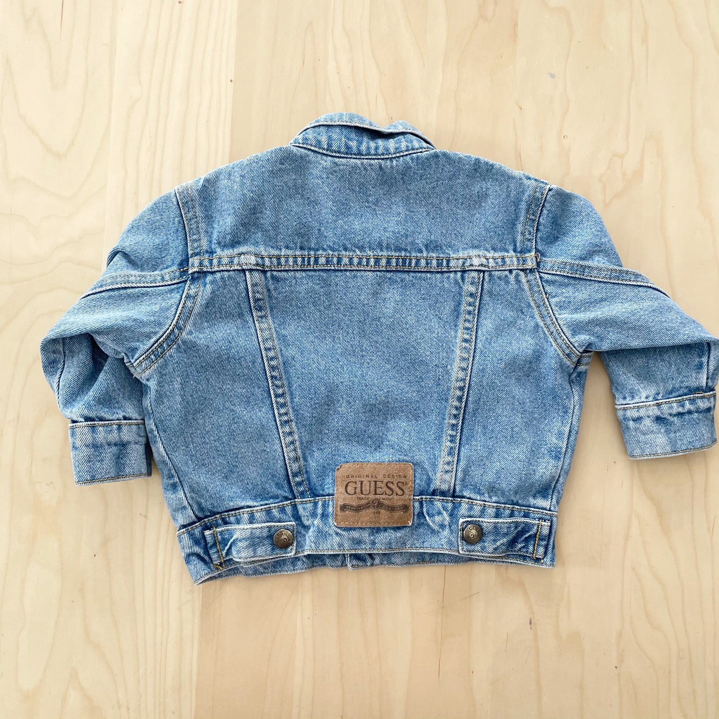 Vintage Guess Leather Patch Denim Jacket