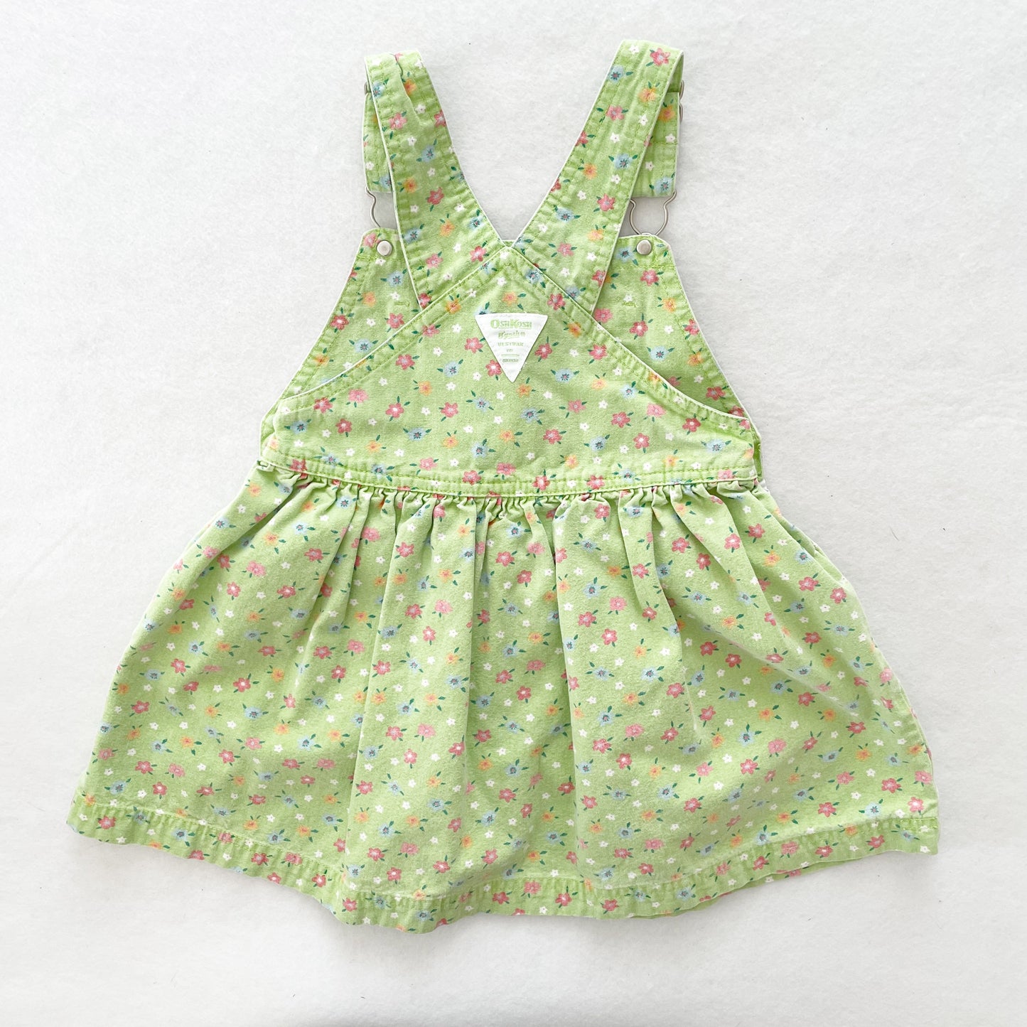 OshKosh Green Floral Skirtall - Yellow Clover Vintage Kids Clothes