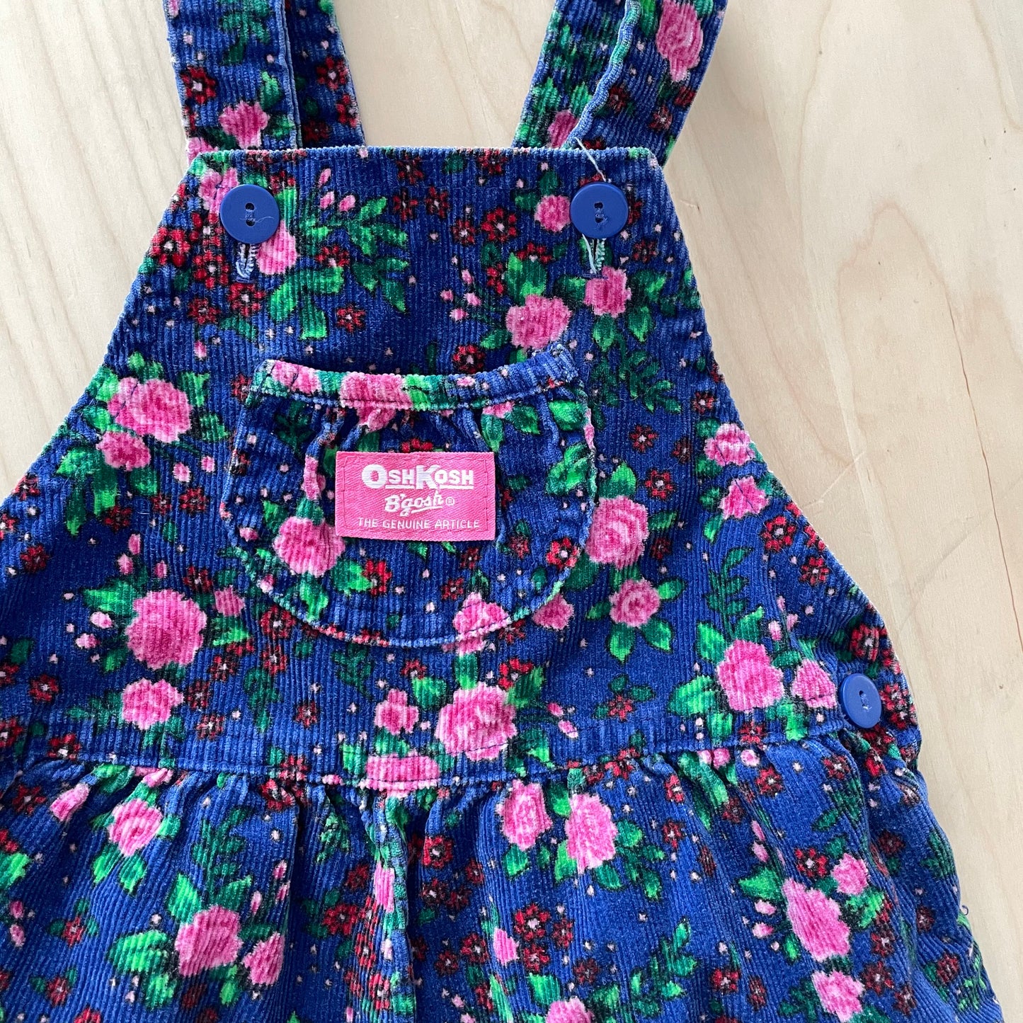 OshKosh Blue Floral Cord Overalls - Yellow Clover Vintage Kids Clothes