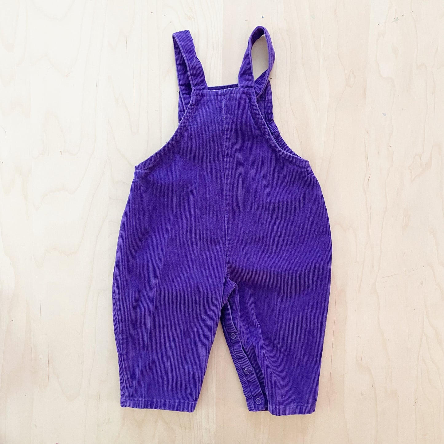 In Design Purple Cord Floral Embroidery Overalls