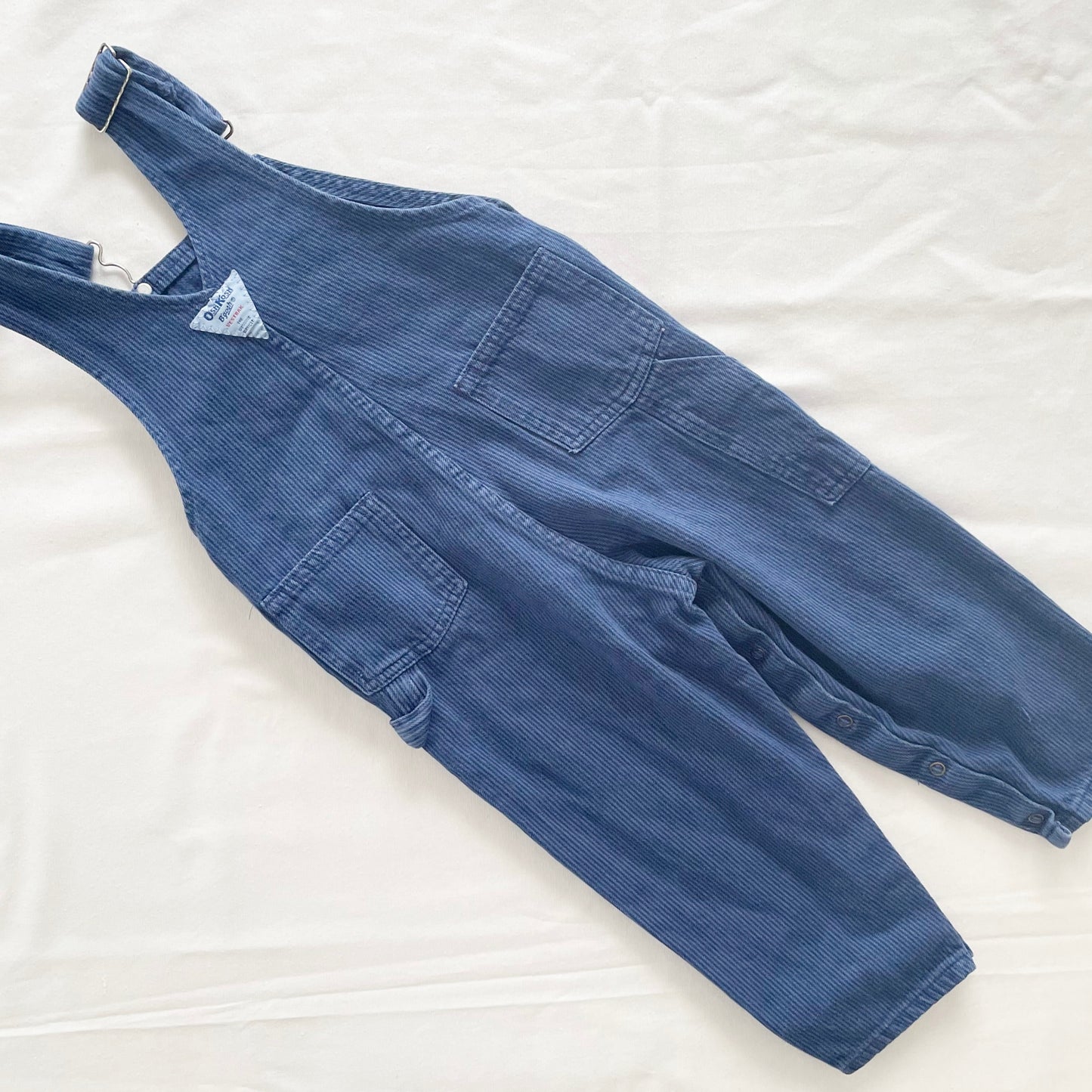 OshKosh Dark Blue Thin Striped Overalls - Yellow Clover Vintage Kids Clothes