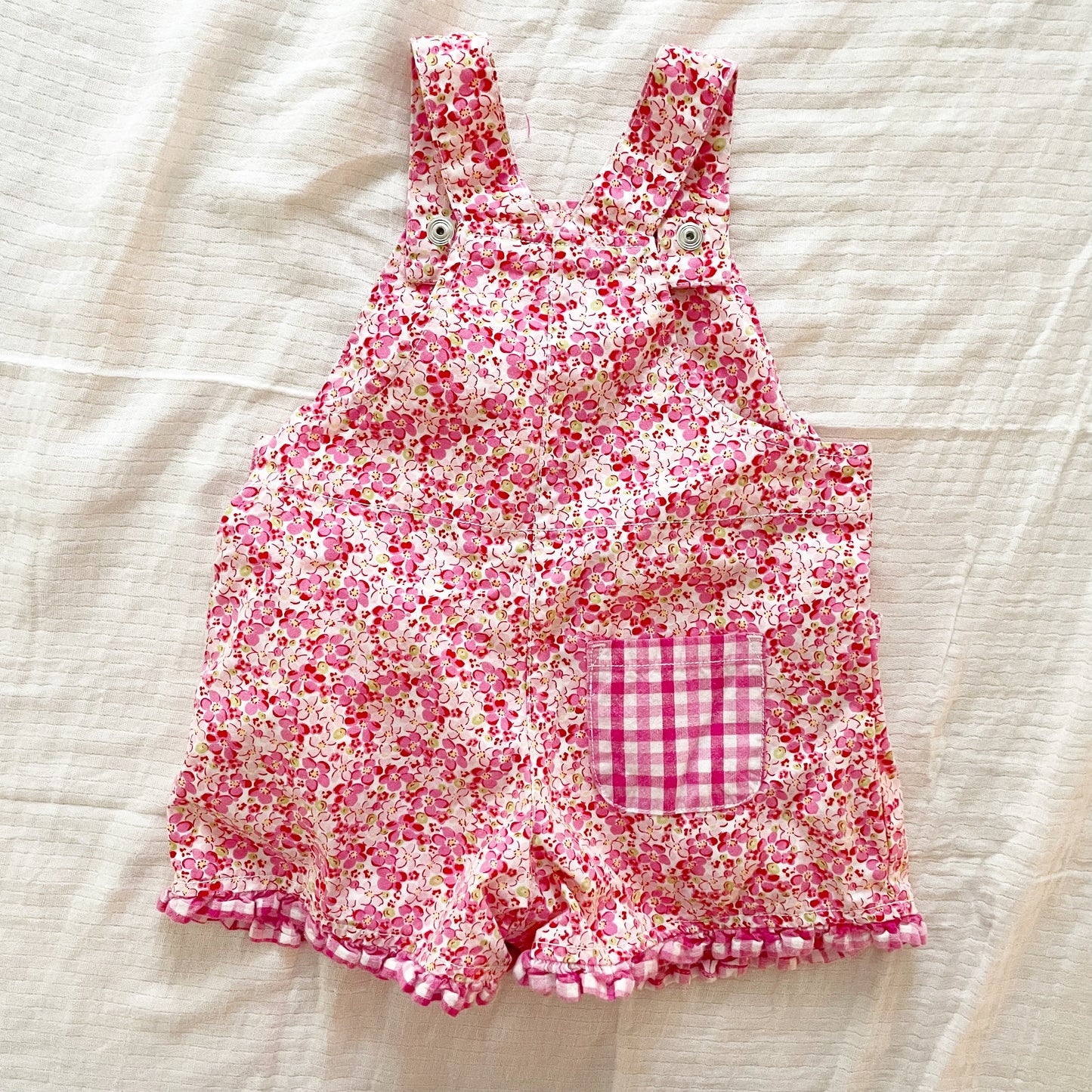 Gymboree Floral Gingham Shortalls - Yellow Clover Vintage Kids Clothes