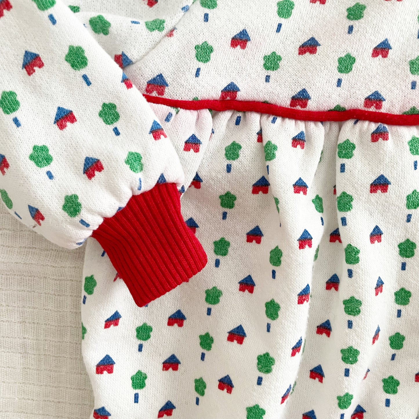 OshKosh Houses Print Sweatshirt Romper - Yellow Clover Vintage Kids Clothes