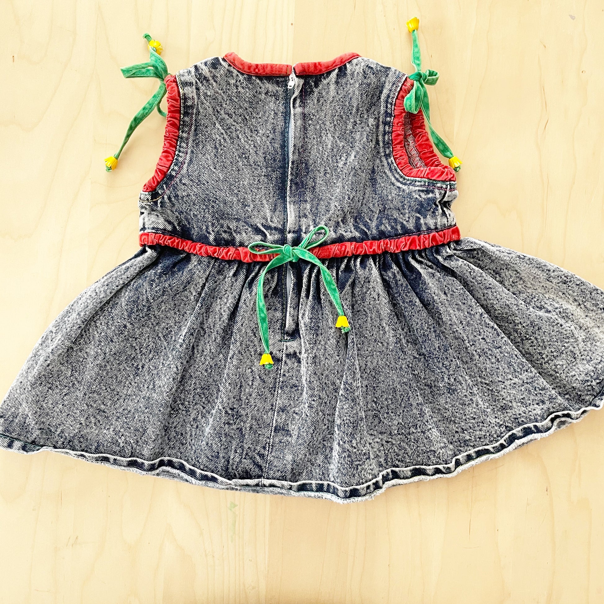 Donald and Daisy Duck Acid Wash Dress - Yellow Clover Vintage Kids Clothes