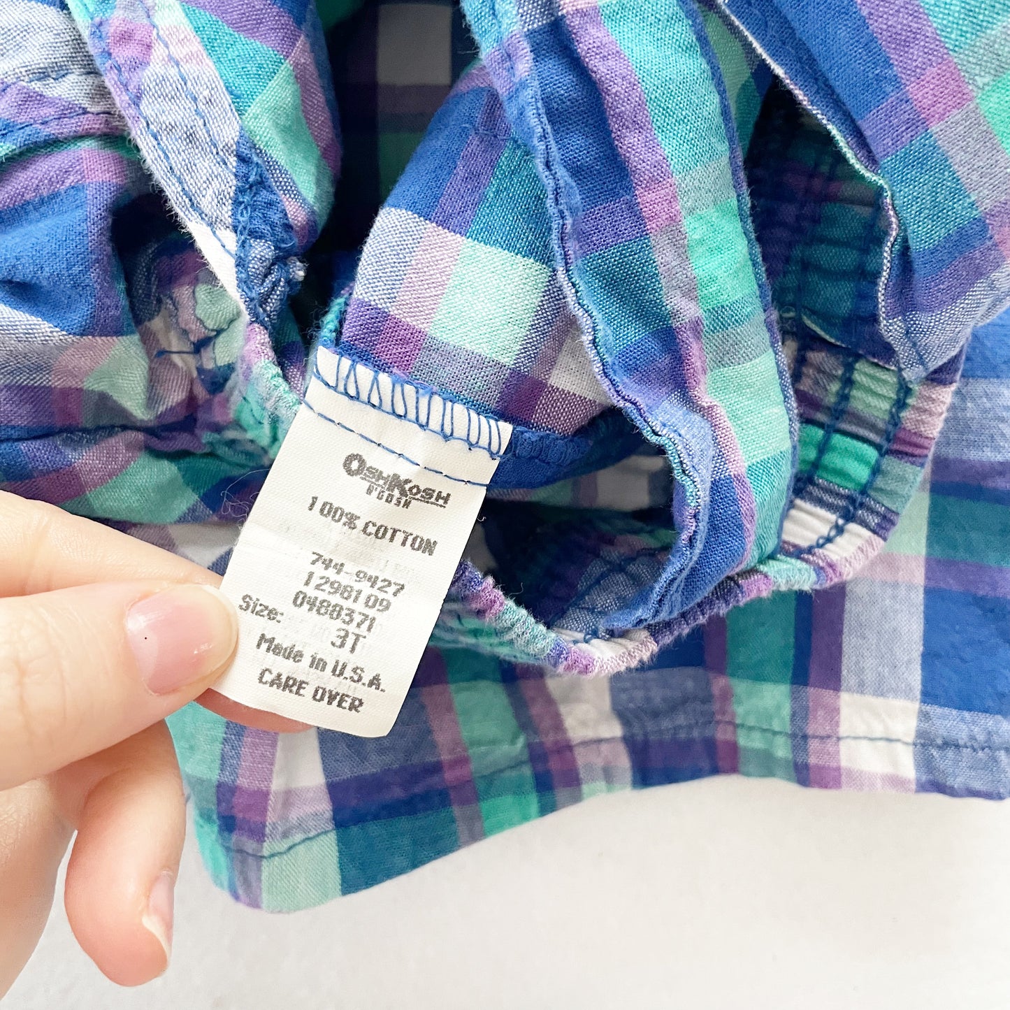 OshKosh Turquoise Plaid Shortalls