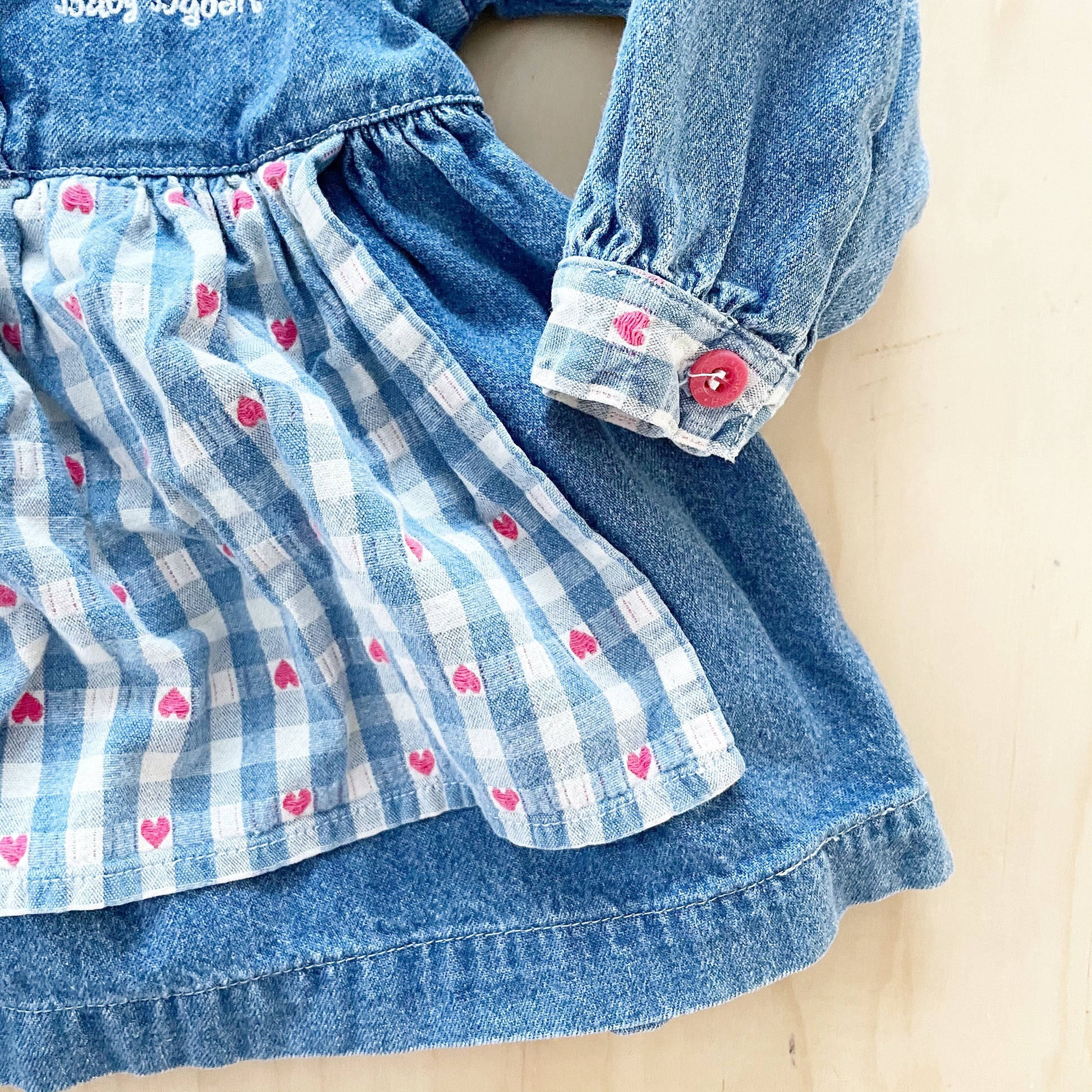 Vintage Baby B’gosh Gingham Heart Apron Dress - Yellow Clover Vintage Kids Clothes