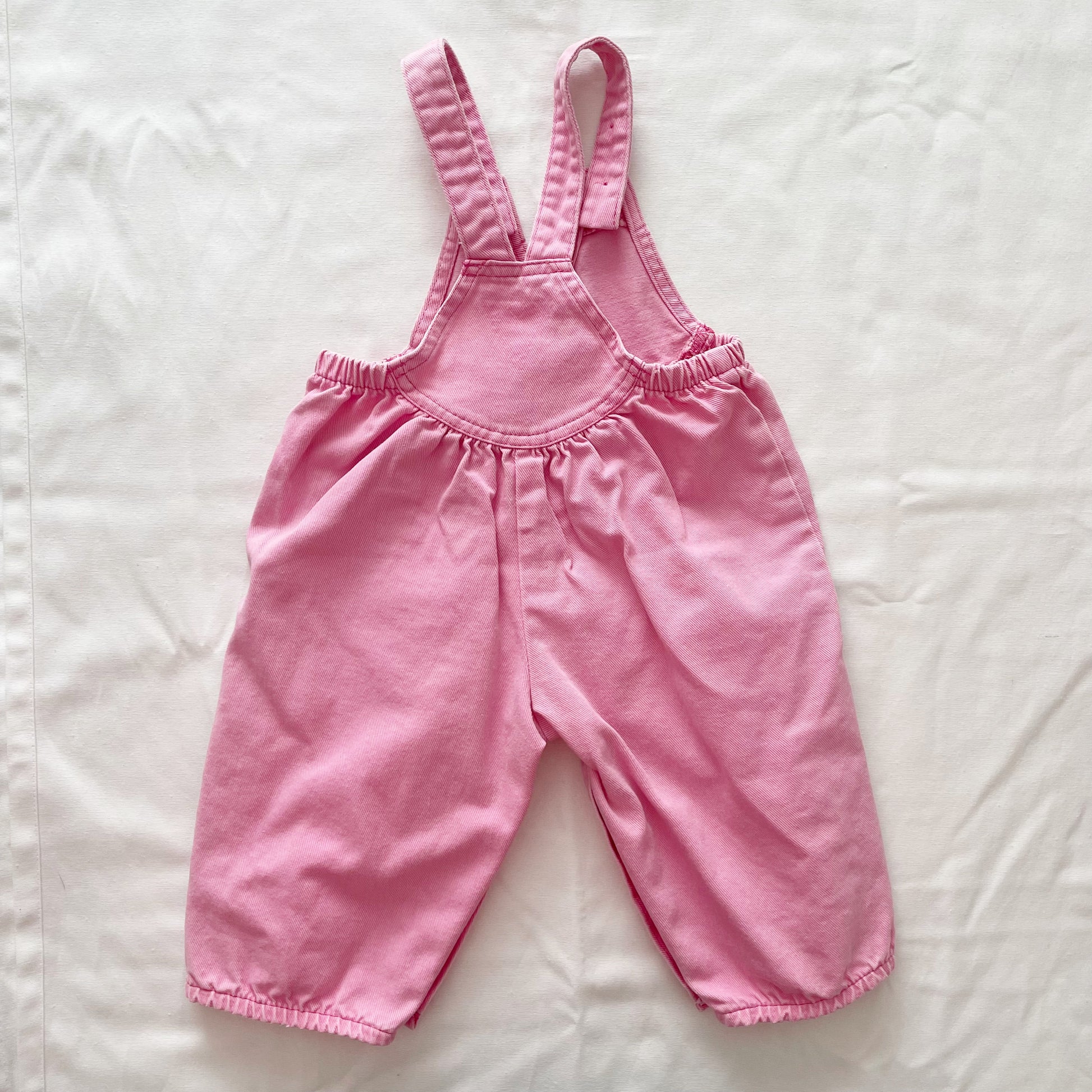 OshKosh Cross Front Bubble Gum Pink Overalls - Yellow Clover Vintage Kids Clothes