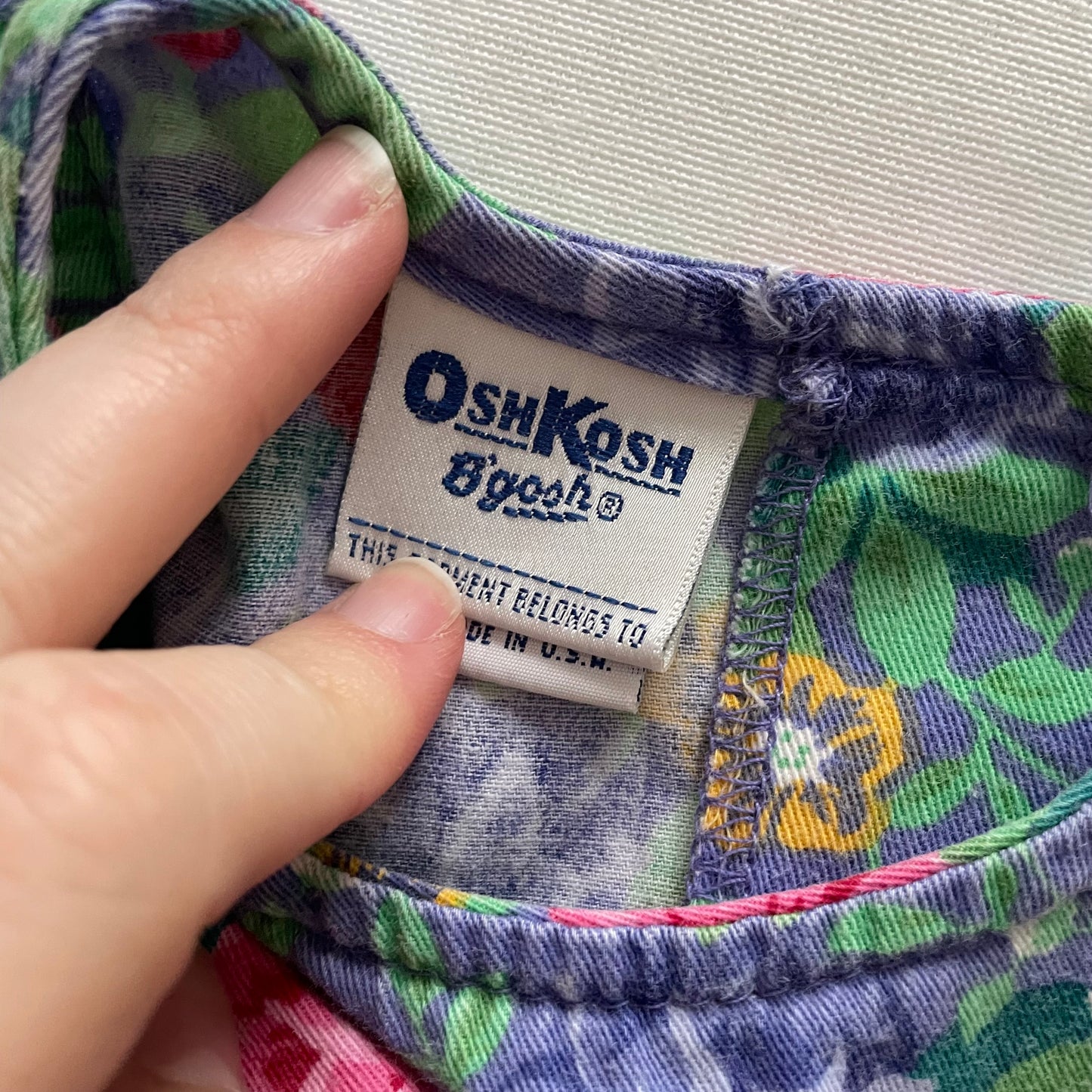 OshKosh Rose Print Dress - Yellow Clover Vintage Kids Clothes