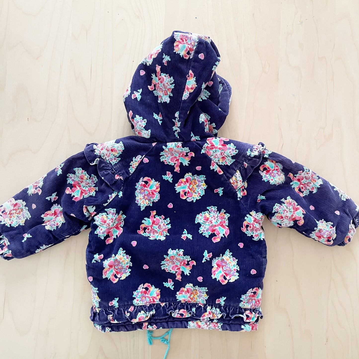 OshKosh Floral Bouquet Cord Ruffle Coat