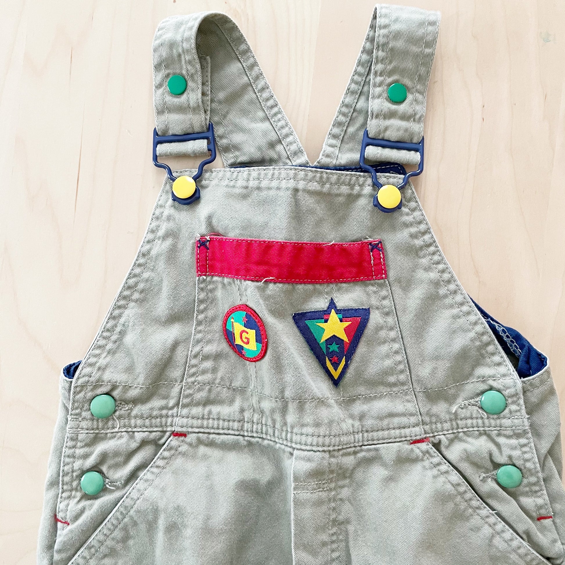 Gymboree Tan Patch Overalls - Yellow Clover Vintage Kids Clothes