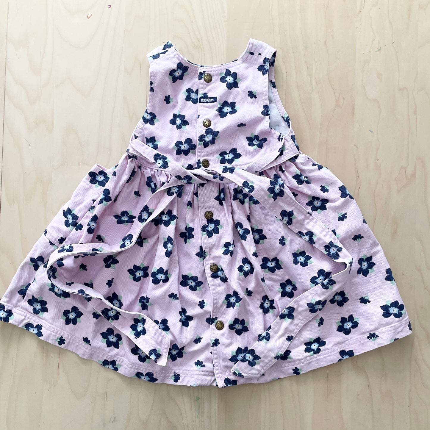 OshKosh Pansy Floral Traditional Dress - Yellow Clover Vintage Kids Clothes