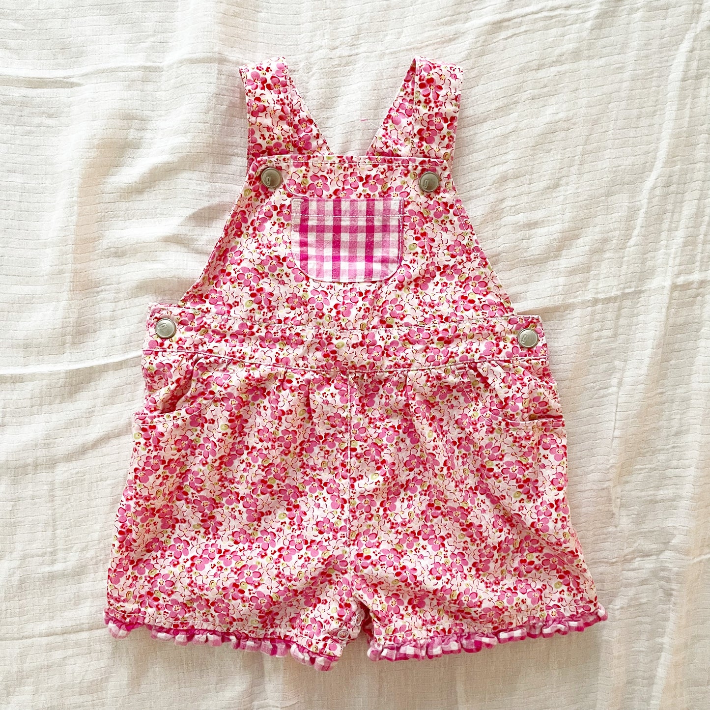 Gymboree Floral Gingham Shortalls - Yellow Clover Vintage Kids Clothes