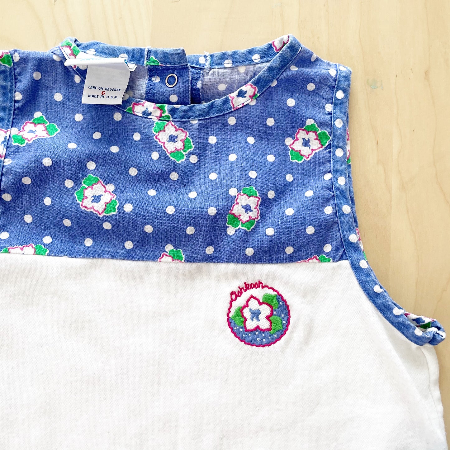 Vintage OshKosh Blue Floral Tank Set - Yellow Clover Vintage Kids Clothes