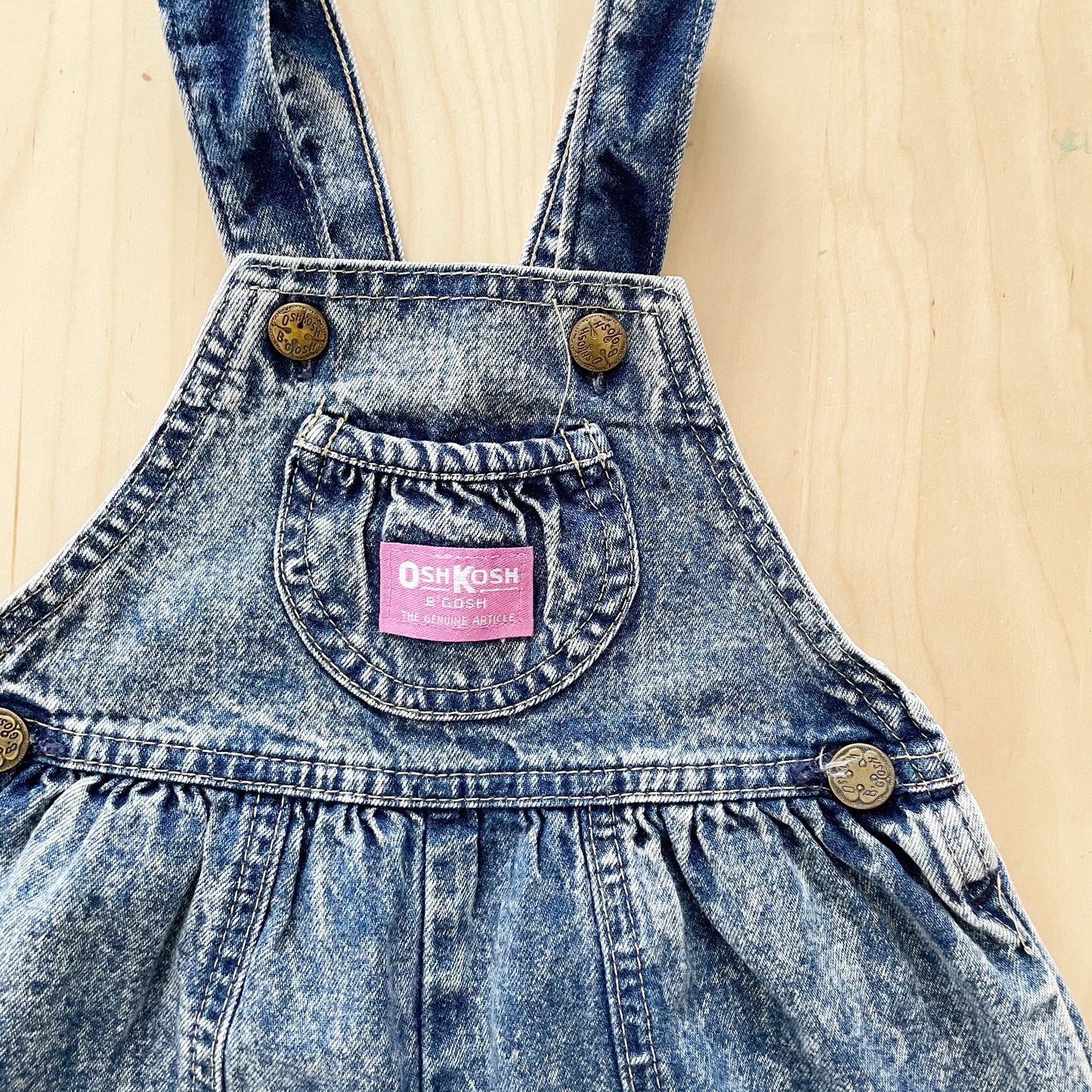 OshKosh Acid Wash Bubble Overalls - Yellow Clover Vintage Kids Clothes