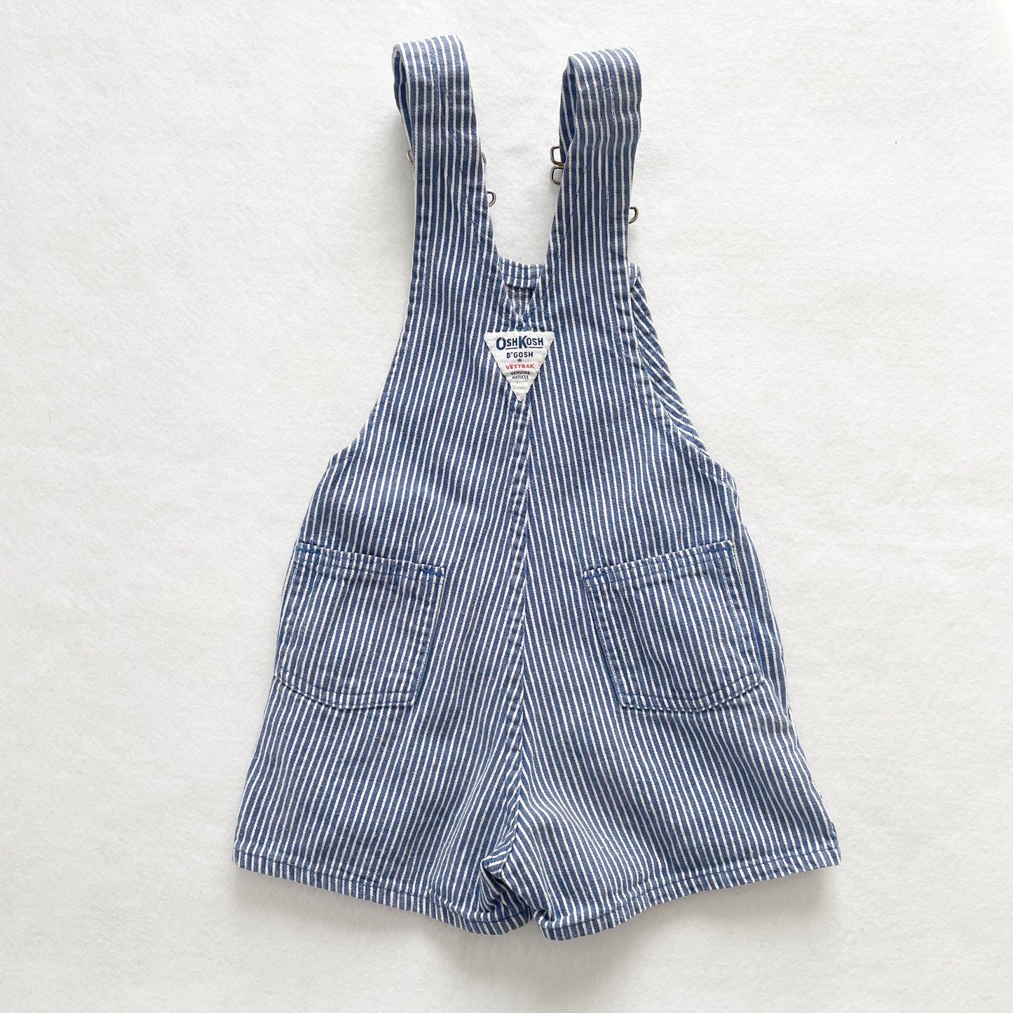 OshKosh Hickory Stripe Classic Shortalls - Yellow Clover Vintage Kids Clothes