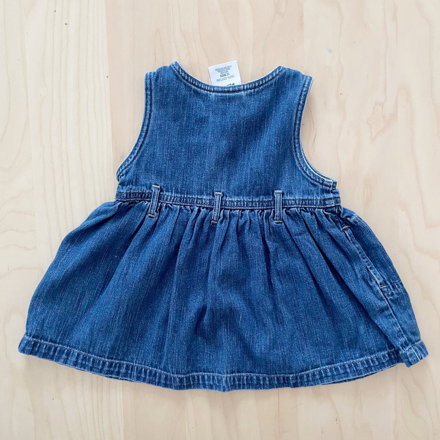 OshKosh Denim Mouse Embroidery Dress - Yellow Clover Vintage Kids Clothes