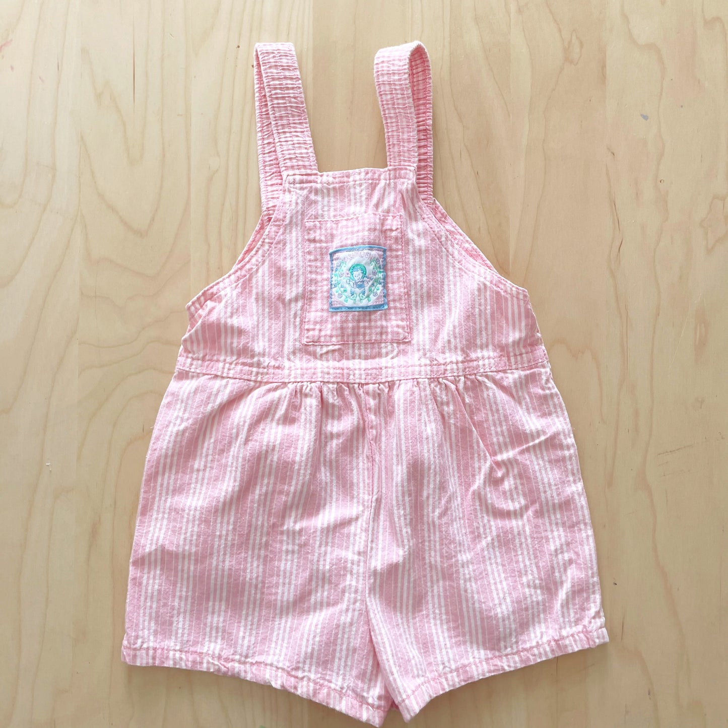 OshKosh Striped Gingham Patch Shortalls - Yellow Clover Vintage Kids Clothes