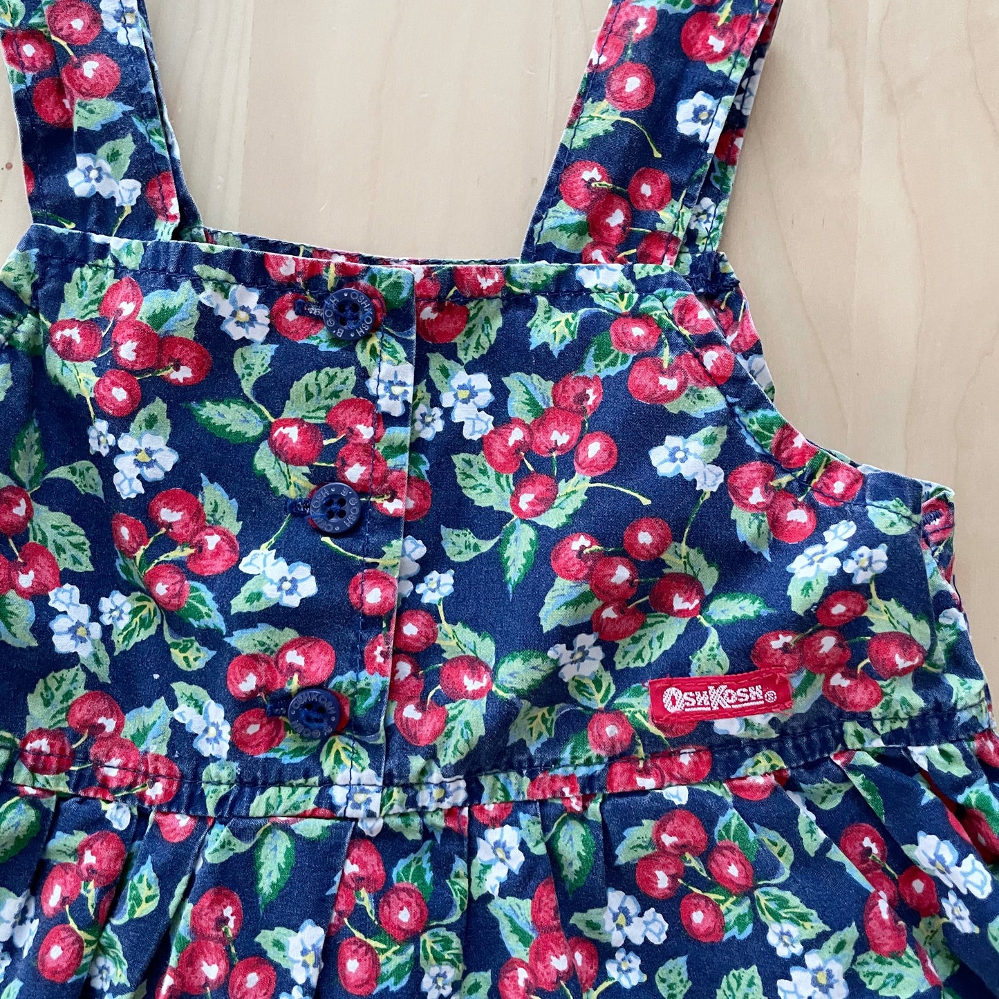 Vintage OshKosh Cherry Print Dress - Yellow Clover Vintage Kids Clothes