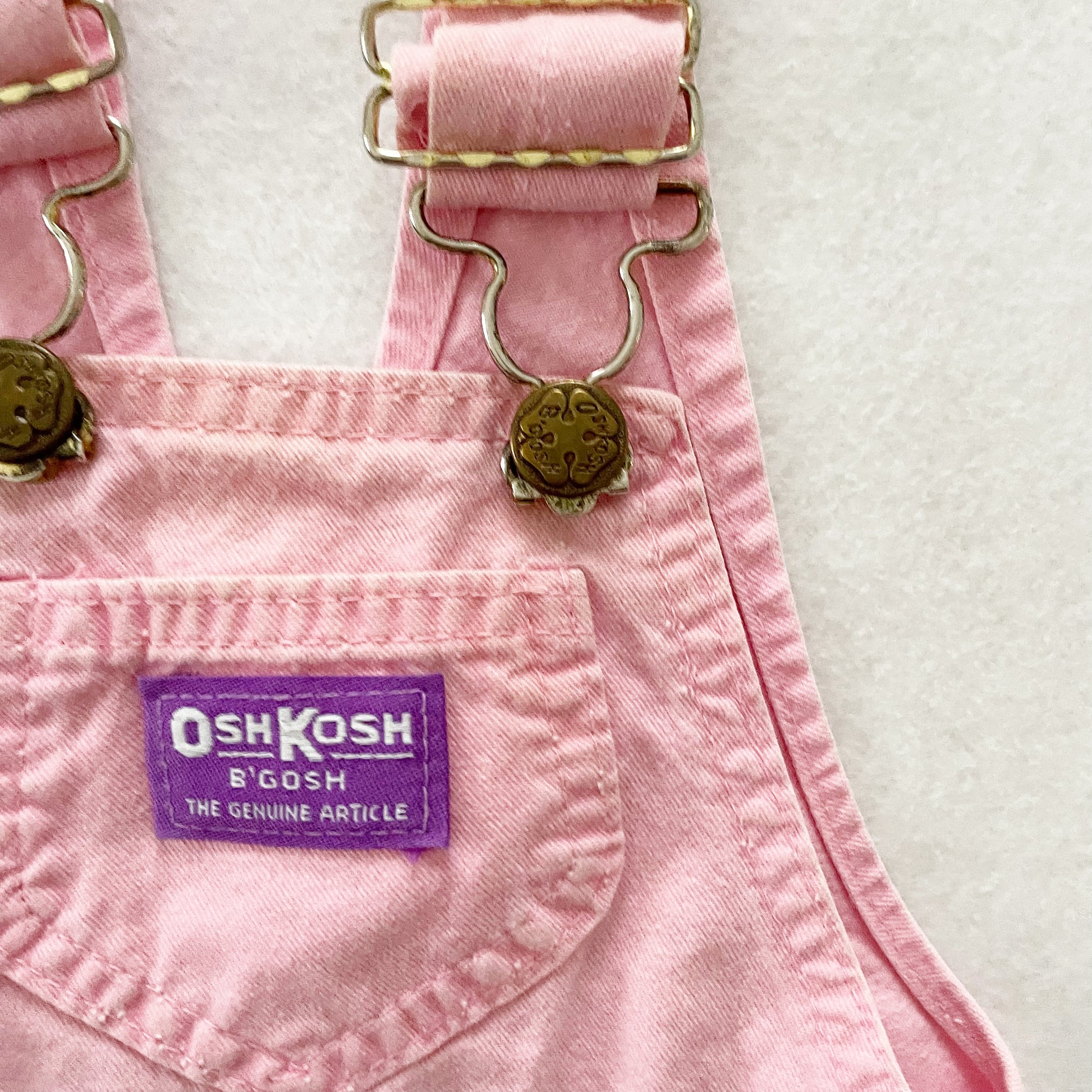 OshKosh Light Pink Solid Shortalls - Yellow Clover Vintage Kids Clothes