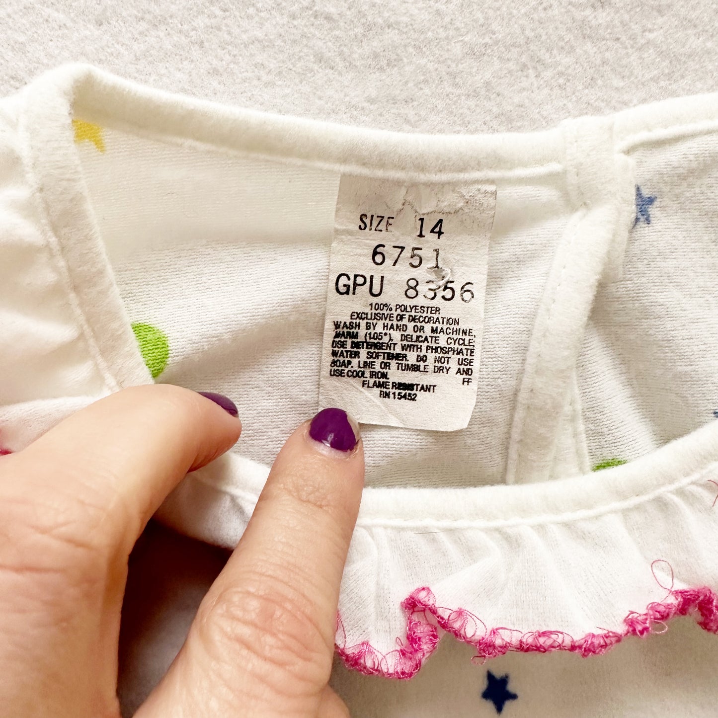 Multicolored Circus Print Pajama Top - Yellow Clover Vintage Kids Clothes