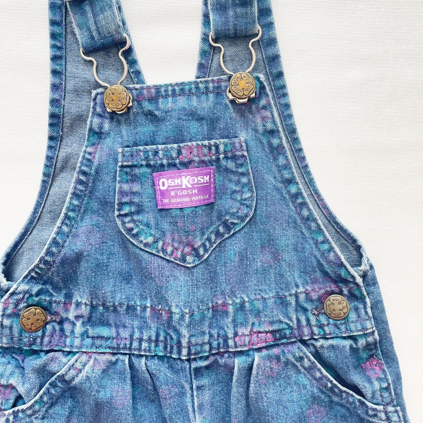 OshKosh Darker Wash Floral Print Overalls