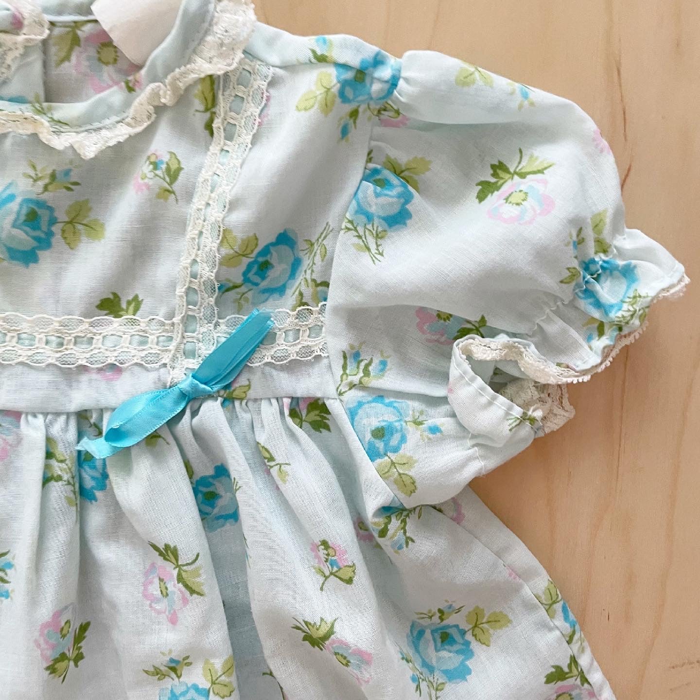 Vintage Blue Rose Floral Dress - Yellow Clover Vintage Kids Clothes