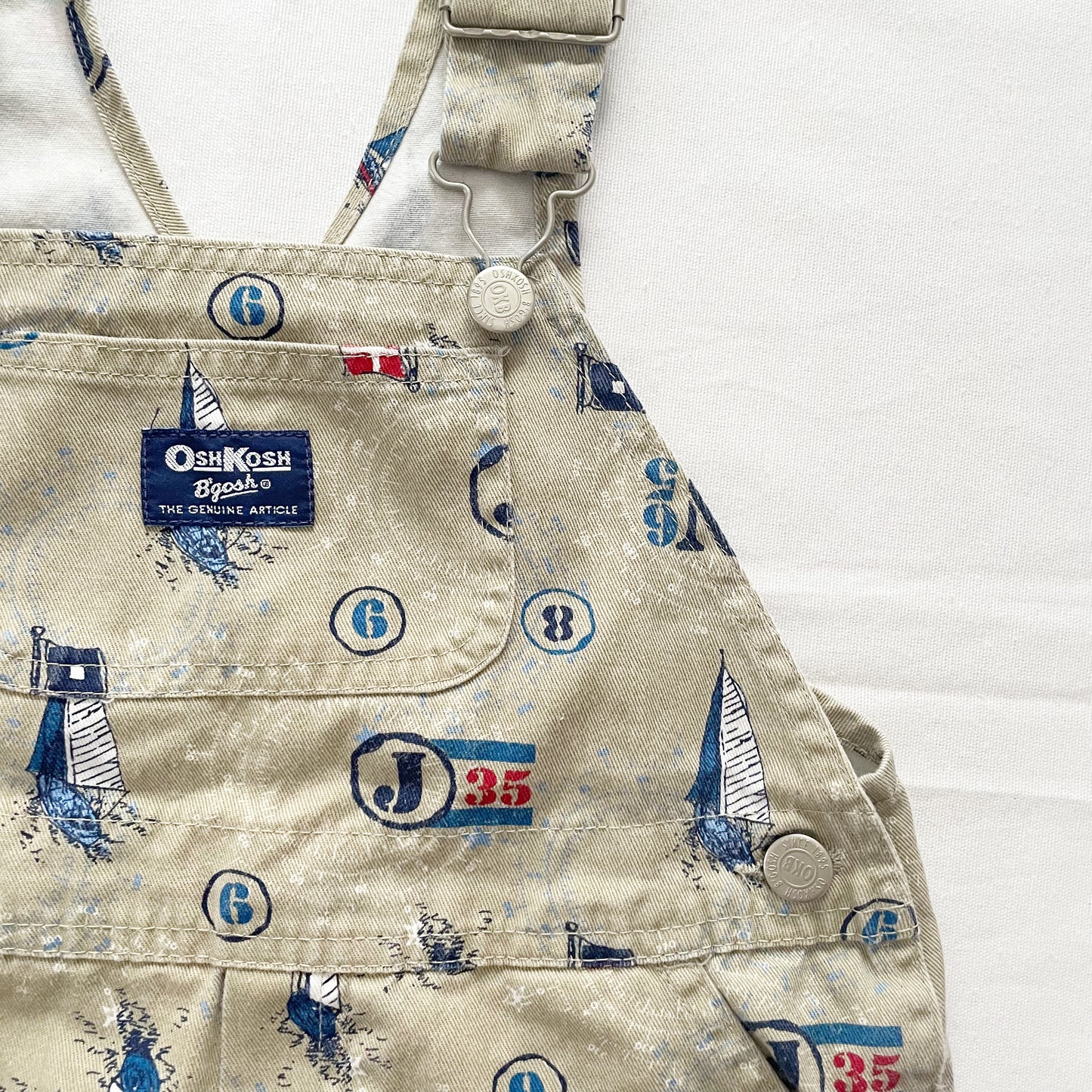 OshKosh Nautical Print Shortalls - Yellow Clover Vintage Kids Clothes