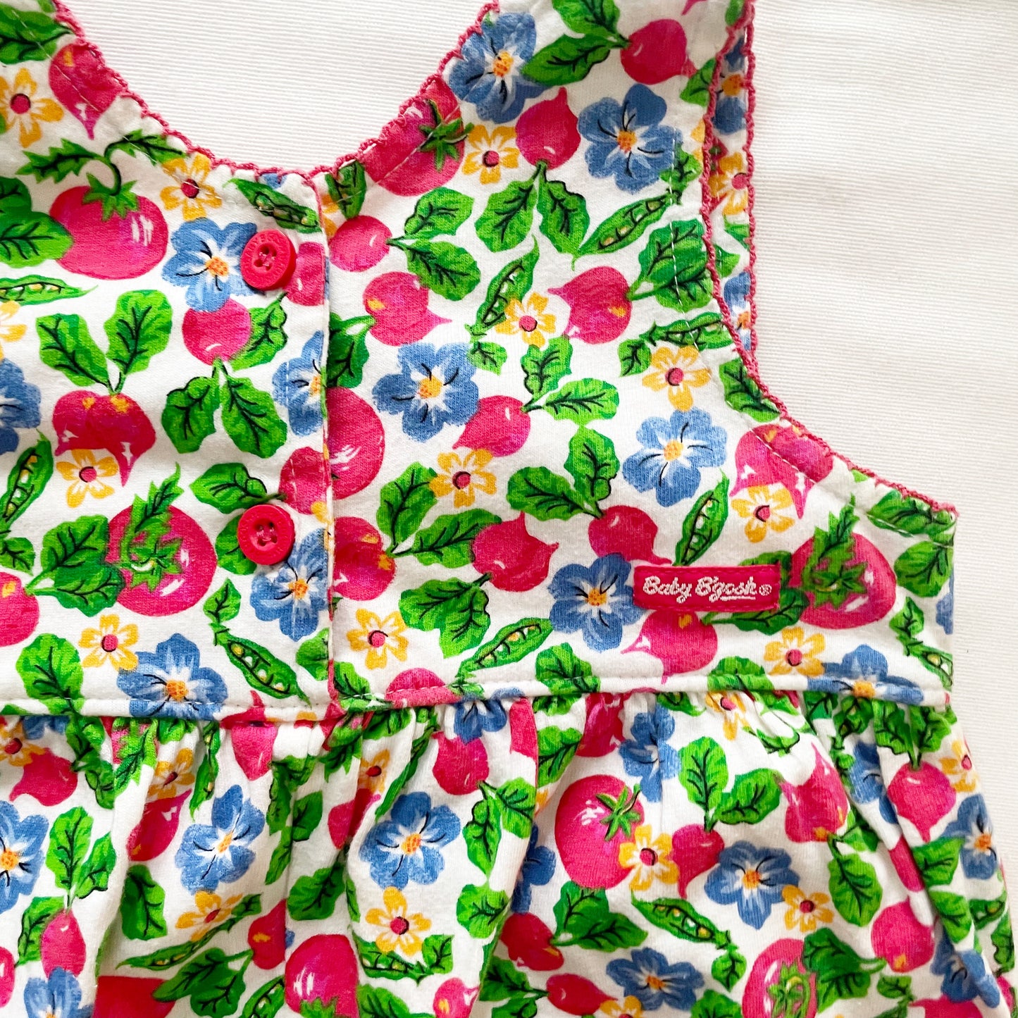 Baby B’gosh Floral Veggie Print Bow Back Bubble Romper