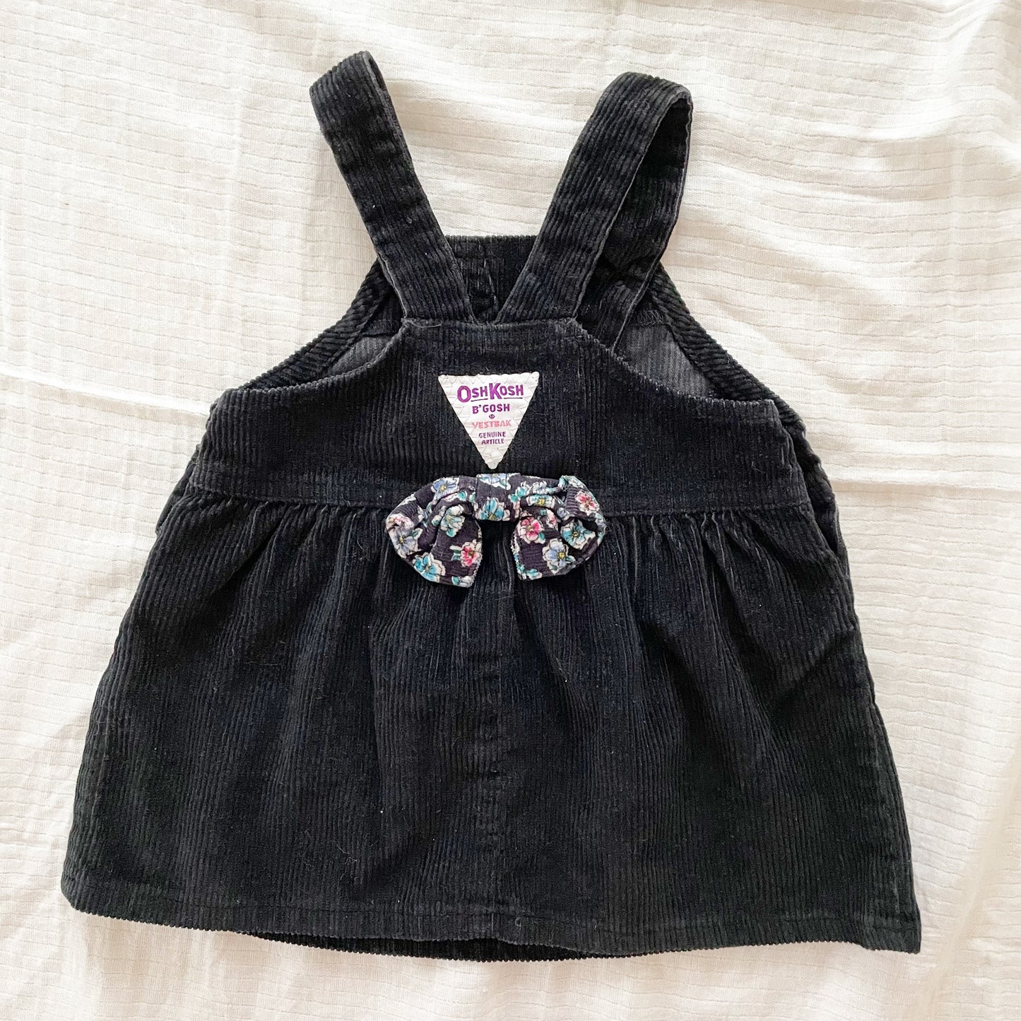 OshKosh Black Floral Bow Back Skirtall - Yellow Clover Vintage Kids Clothes