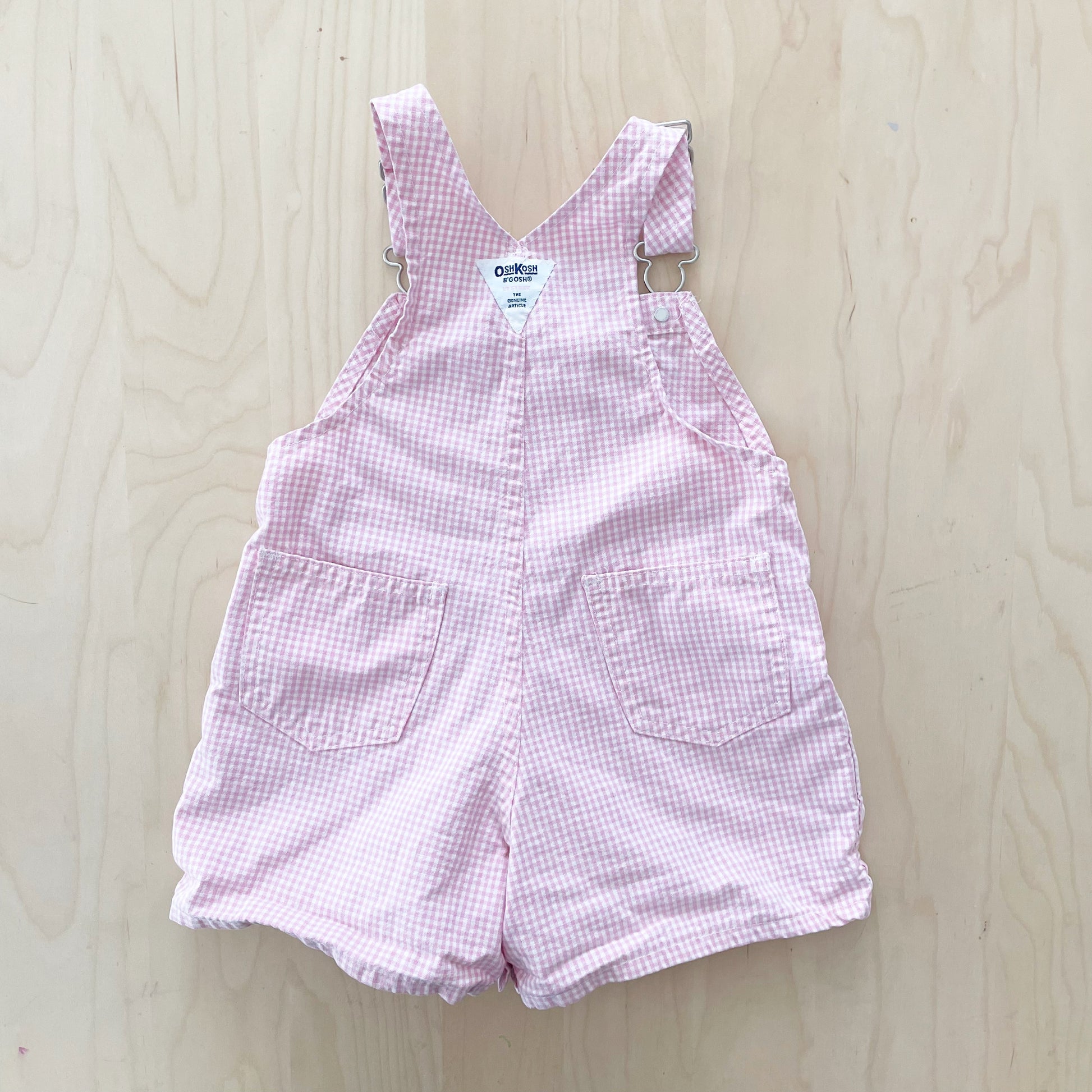 OshKosh Pink Gingham Shortalls - Yellow Clover Vintage Kids Clothes
