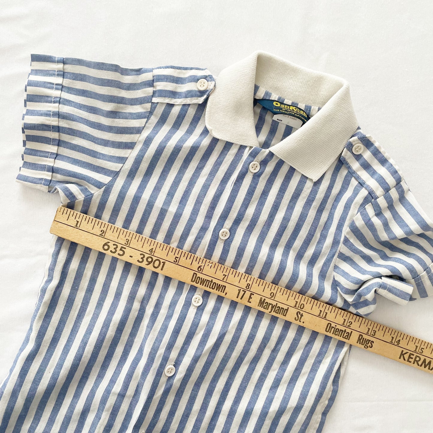 OshKosh Blue Stripe Button Up Shirt - Yellow Clover Vintage Kids Clothes