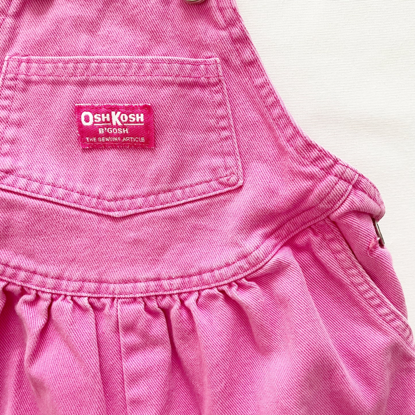 OshKosh Bubblegum Pink Scoop Cut Shortalls - Yellow Clover Vintage Kids Clothes