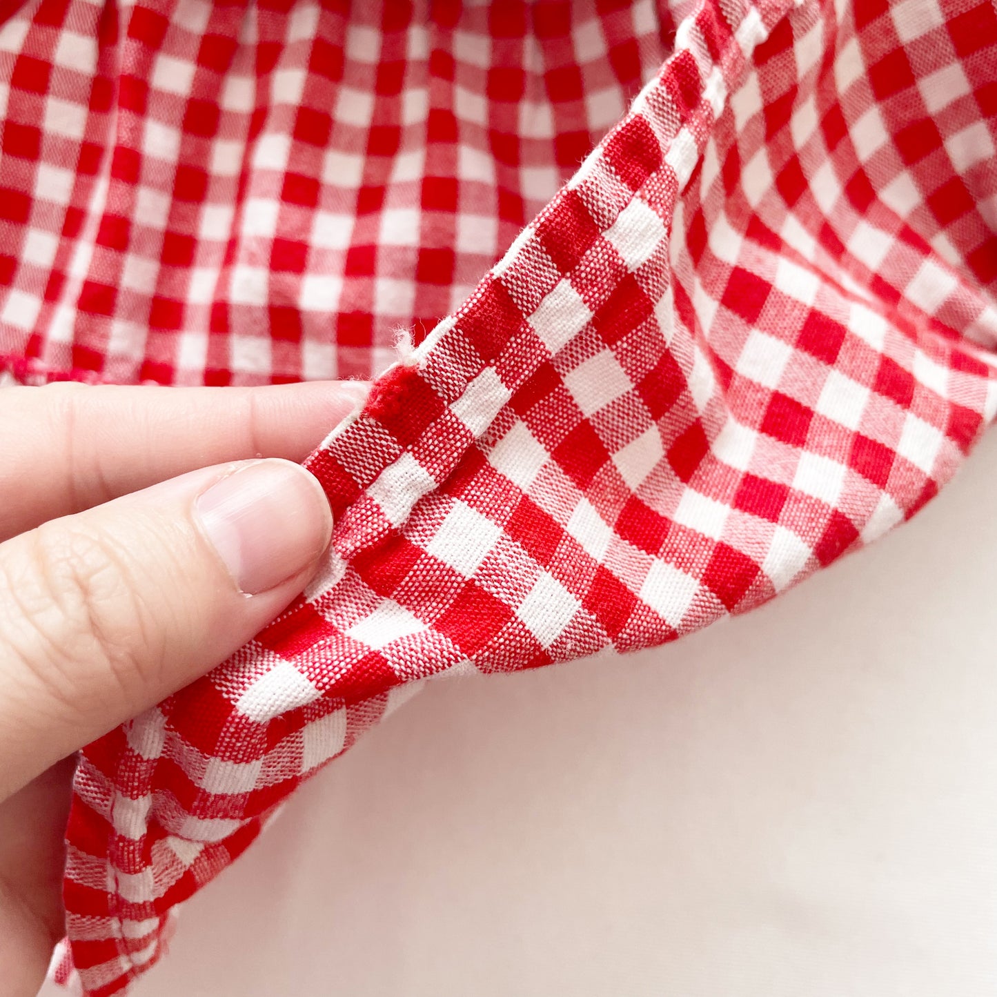 OshKosh Red Gingham Tiered Embroidered Dress - Yellow Clover Vintage Kids Clothes
