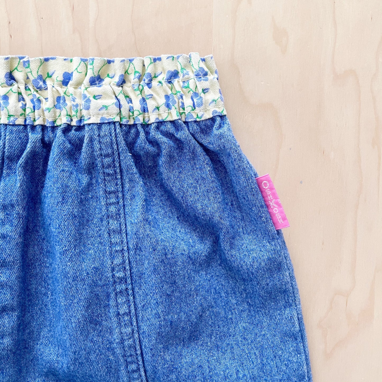 OshKosh Blue Wash Yellow Floral Pull On Pants - Yellow Clover Vintage Kids Clothes