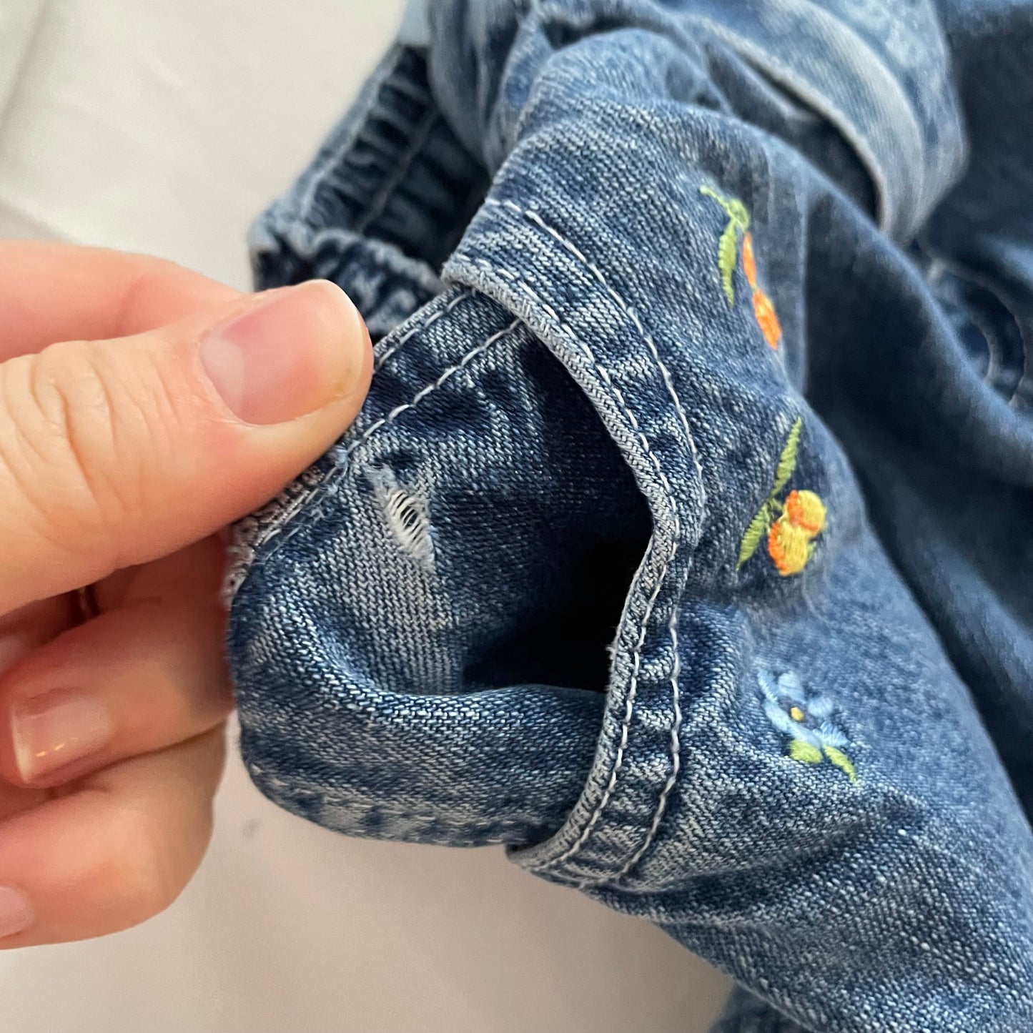 OshKosh Fruit Floral Embroidered Jeans - Yellow Clover Vintage Kids Clothes