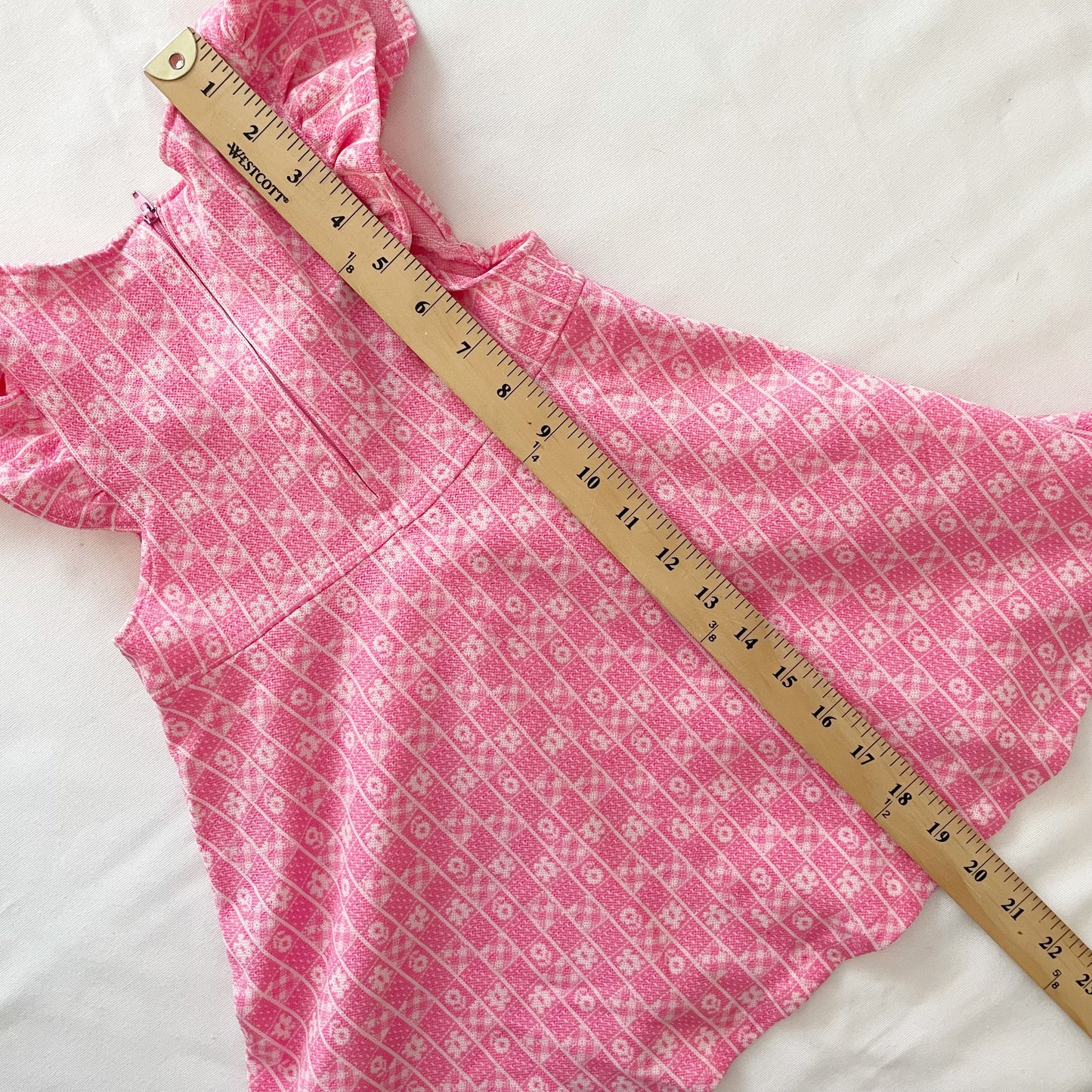 Vintage Pink Print Twirl Dress - Yellow Clover Vintage Kids Clothes