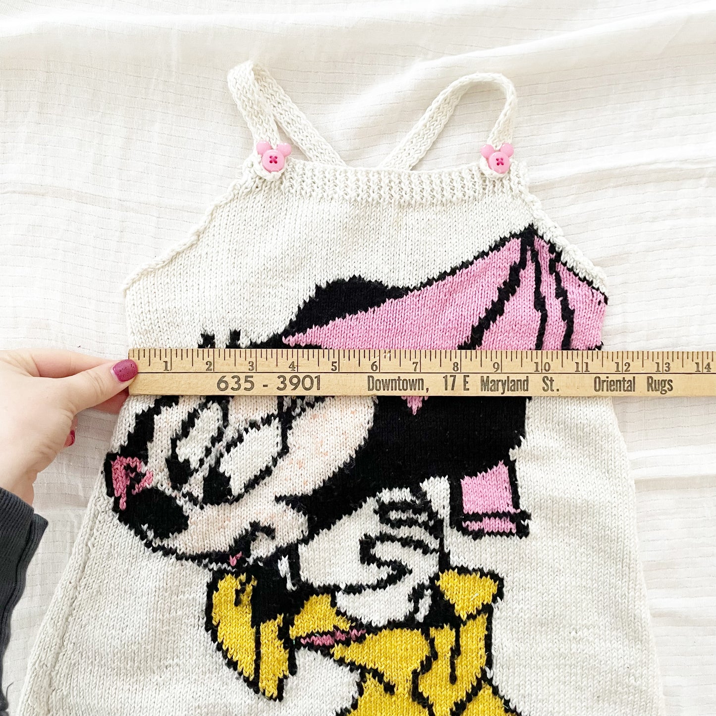 Handknit Minnie Mouse Sweater Dress - Yellow Clover Vintage Kids Clothes