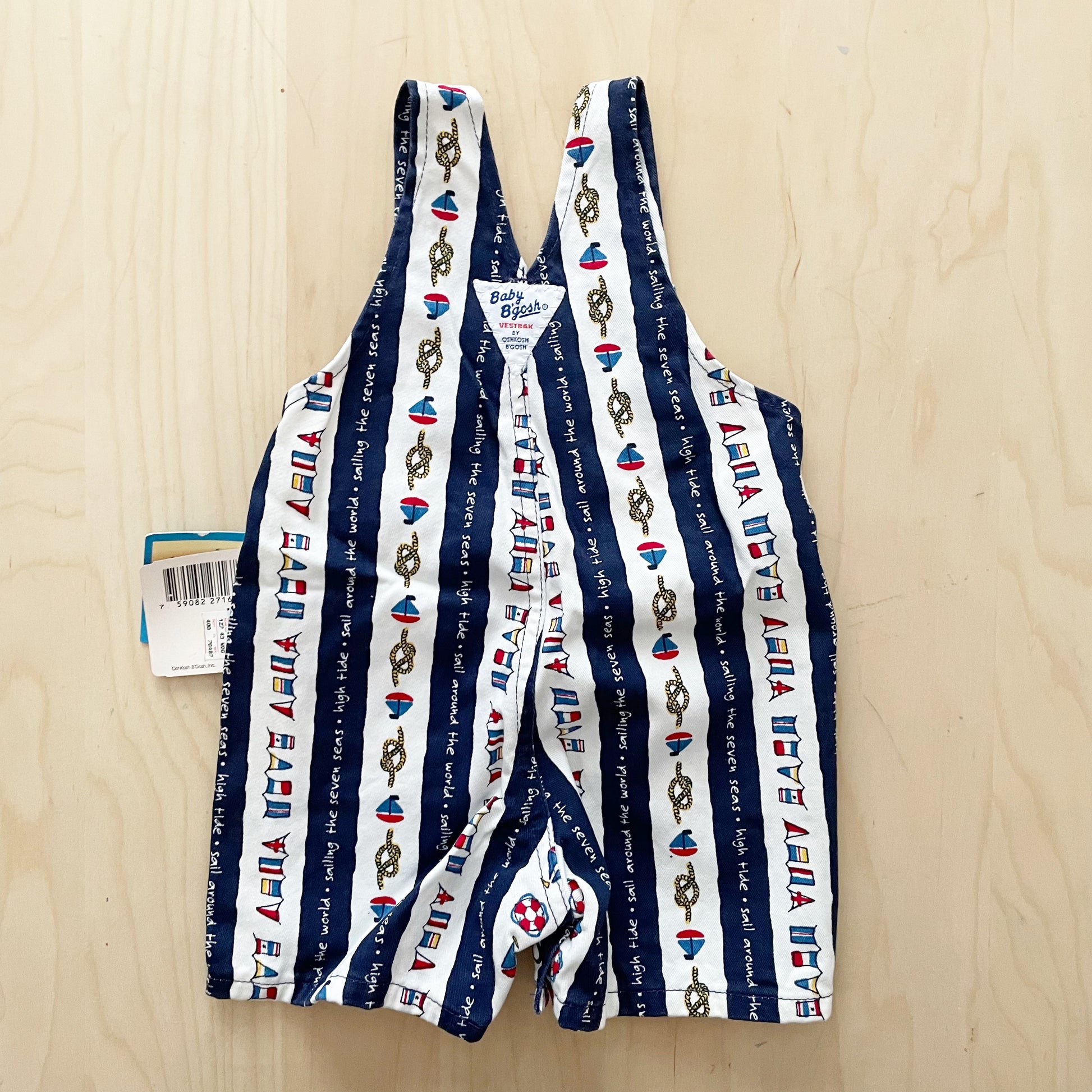 Baby B’gosh Nautical Stripe Shortalls - Yellow Clover Vintage Kids Clothes