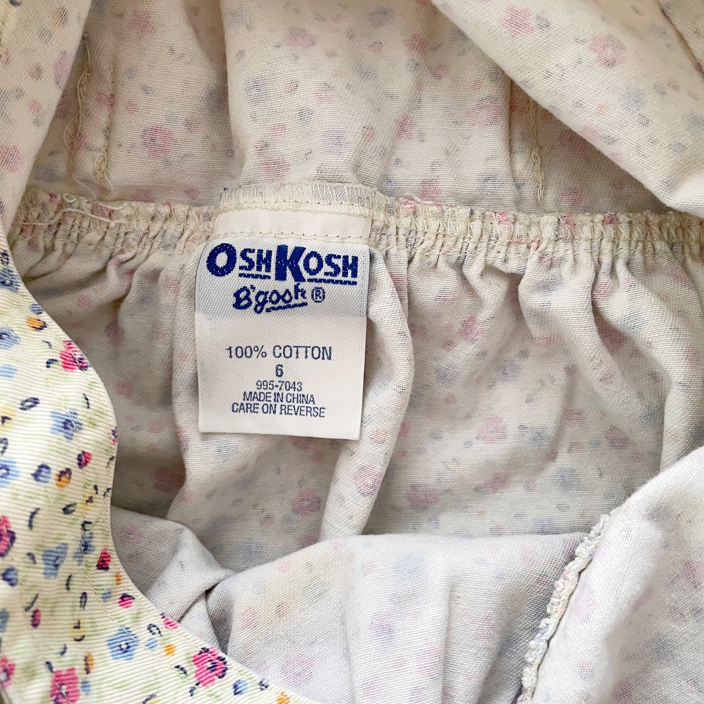 OshKosh Dainty Floral Print Pinafore - Yellow Clover Vintage Kids Clothes