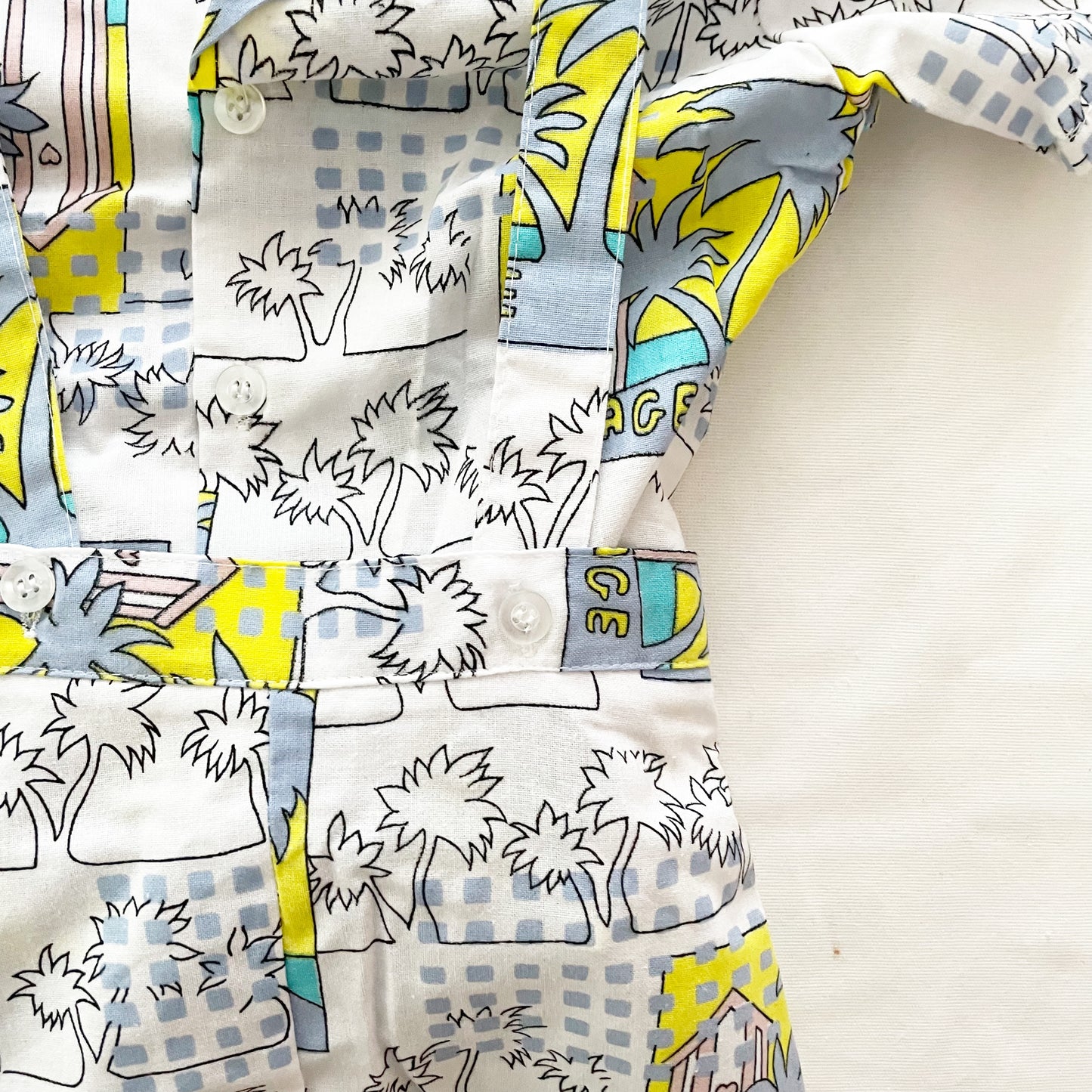 Beach Print Suspenders Shorts Set • 4T - Yellow Clover Vintage Kids Clothes