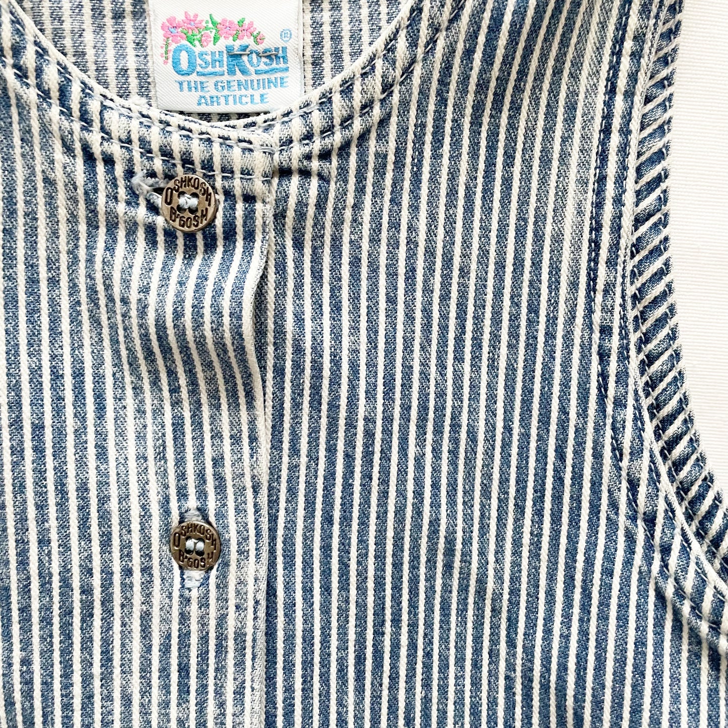 OshKosh Acid Wash Hickory Stripe Dress - Yellow Clover Vintage Kids Clothes