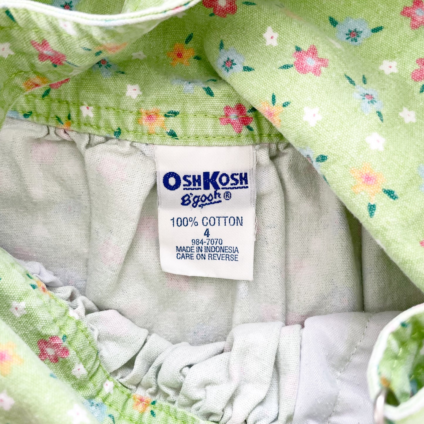 OshKosh Green Floral Skirtall - Yellow Clover Vintage Kids Clothes
