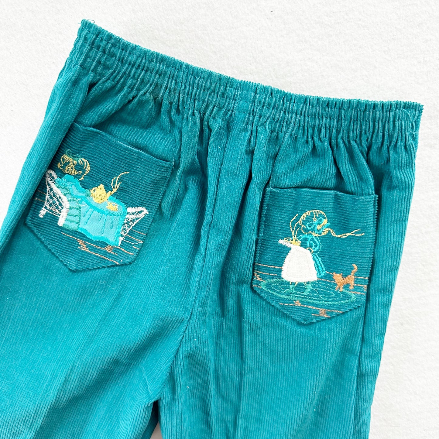 Teenie Genie Tea Girl Cord Pants - Yellow Clover Vintage Kids Clothes