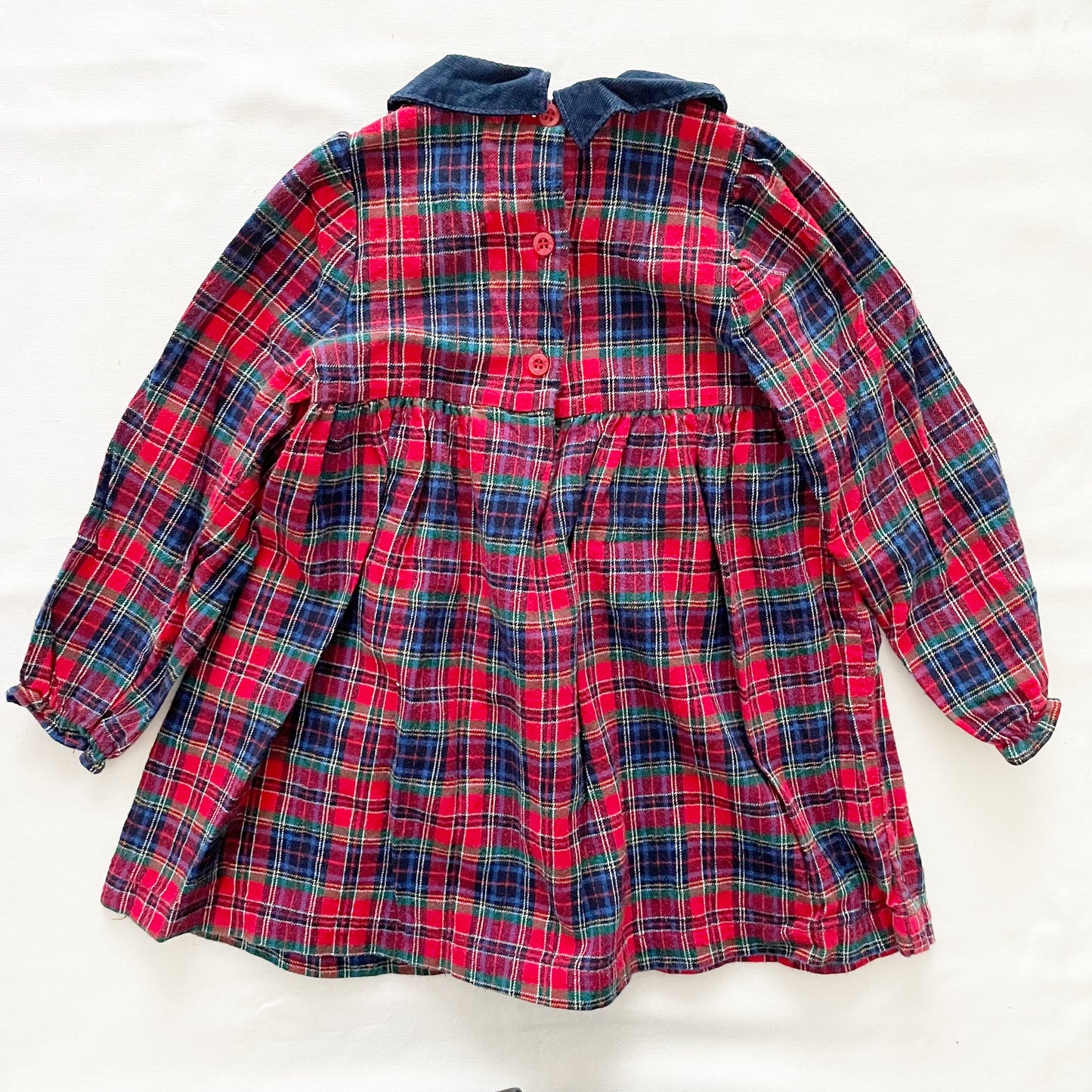OshKosh Bow Collar Plaid Flannel Dress - Yellow Clover Vintage Kids Clothes