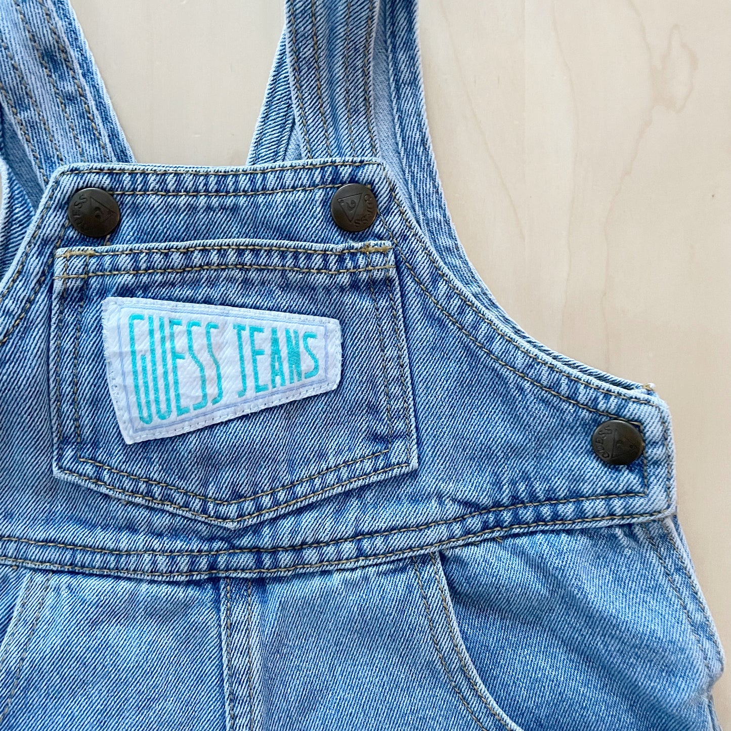 Guess Pennant Patch Overalls - Yellow Clover Vintage Kids Clothes