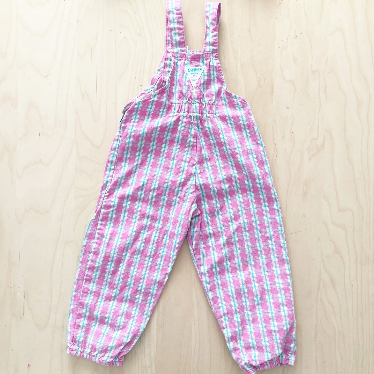 OshKosh Plaid Textured Bubble Overalls - Yellow Clover Vintage Kids Clothes