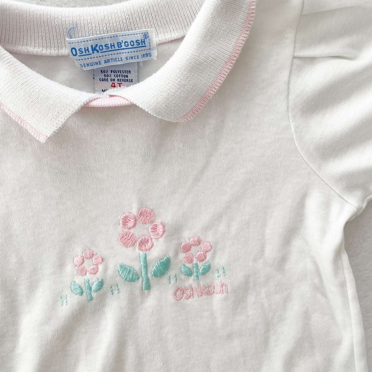 OshKosh Flower Embroidered Top - Yellow Clover Vintage Kids Clothes