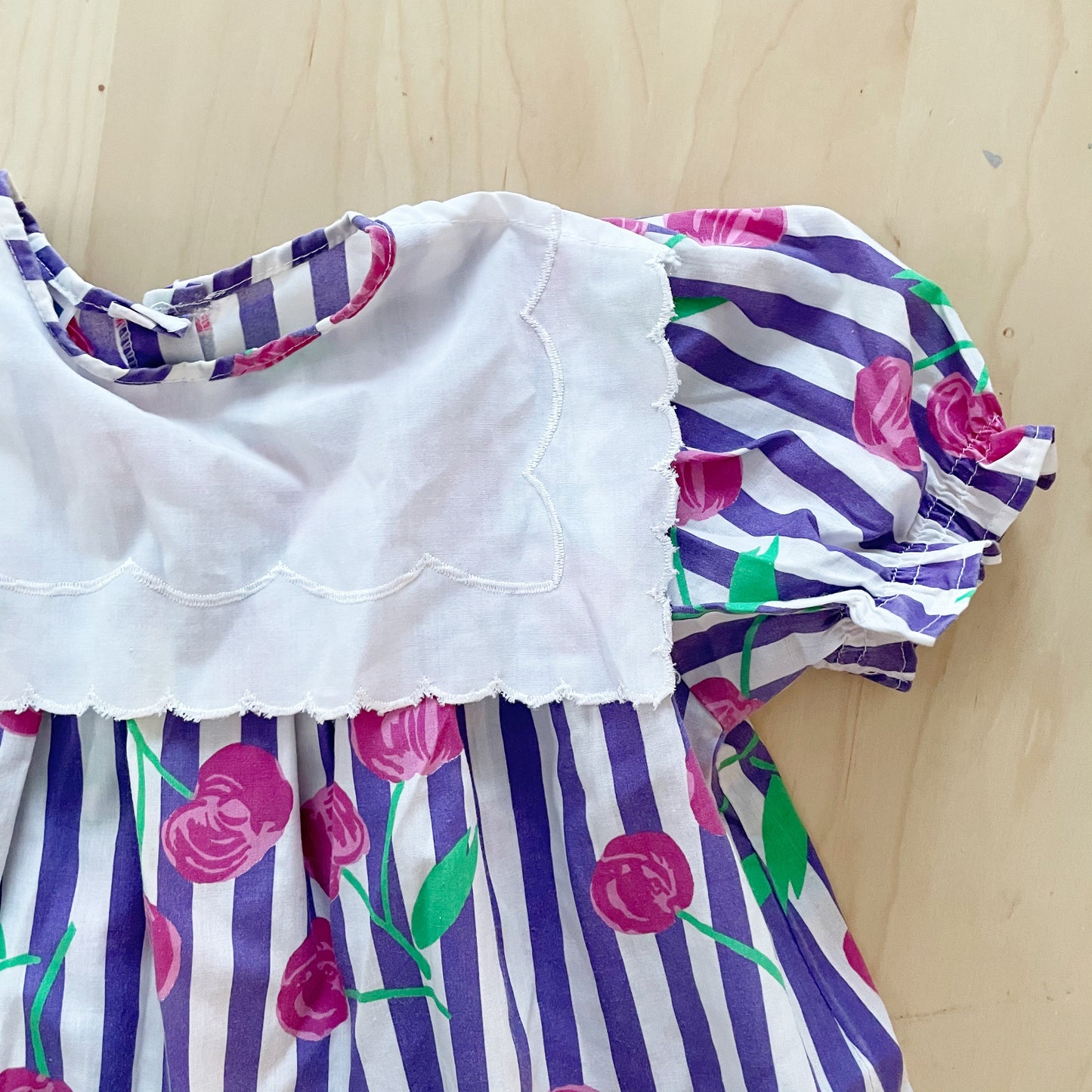 Vintage Striped Cherry Dress - Yellow Clover Vintage Kids Clothes